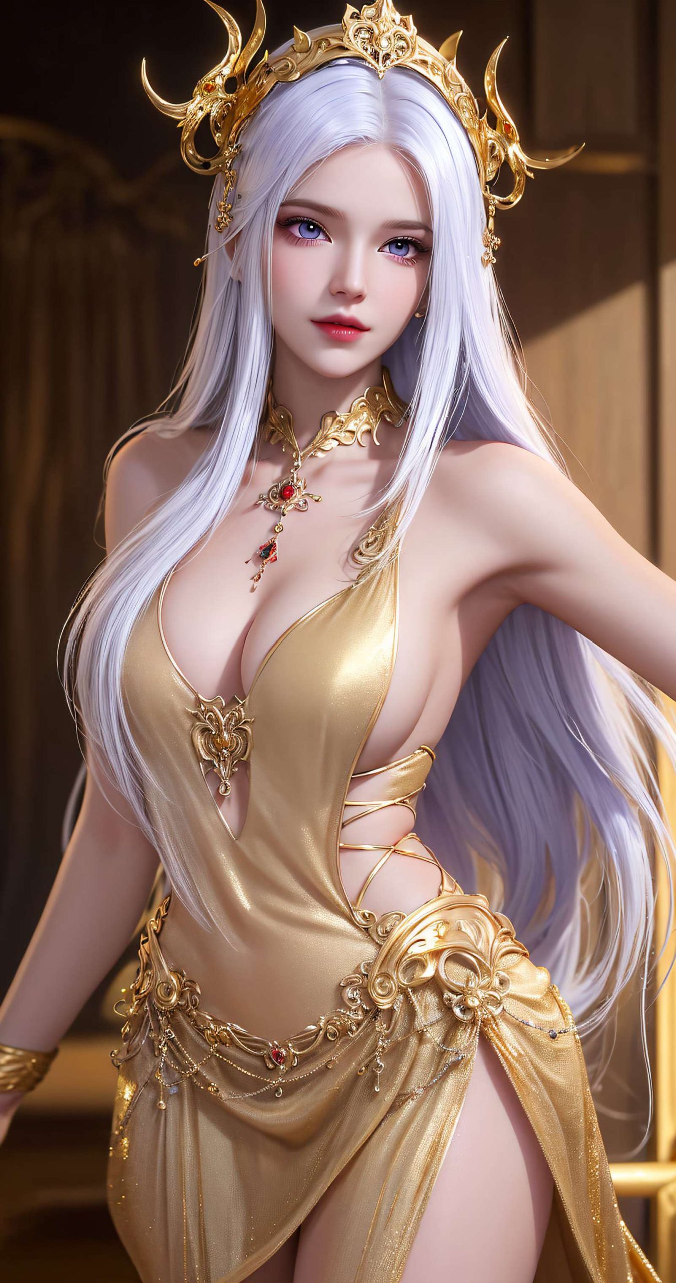 图片[23]-AI绘画 238 波塞西金色礼服[34P] – 速更版-美库