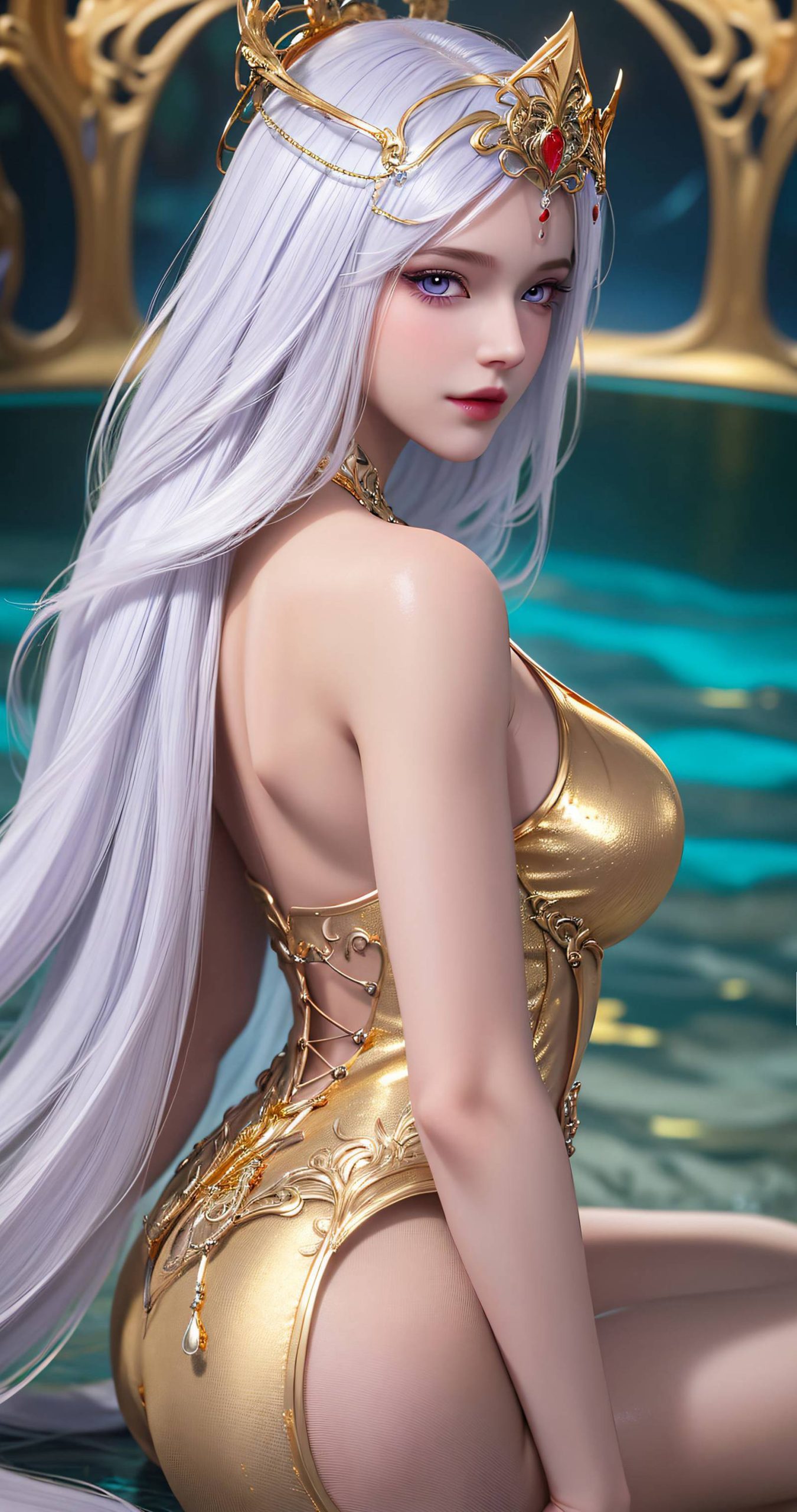 图片[31]-AI绘画 238 波塞西金色礼服[34P] – 速更版-美库