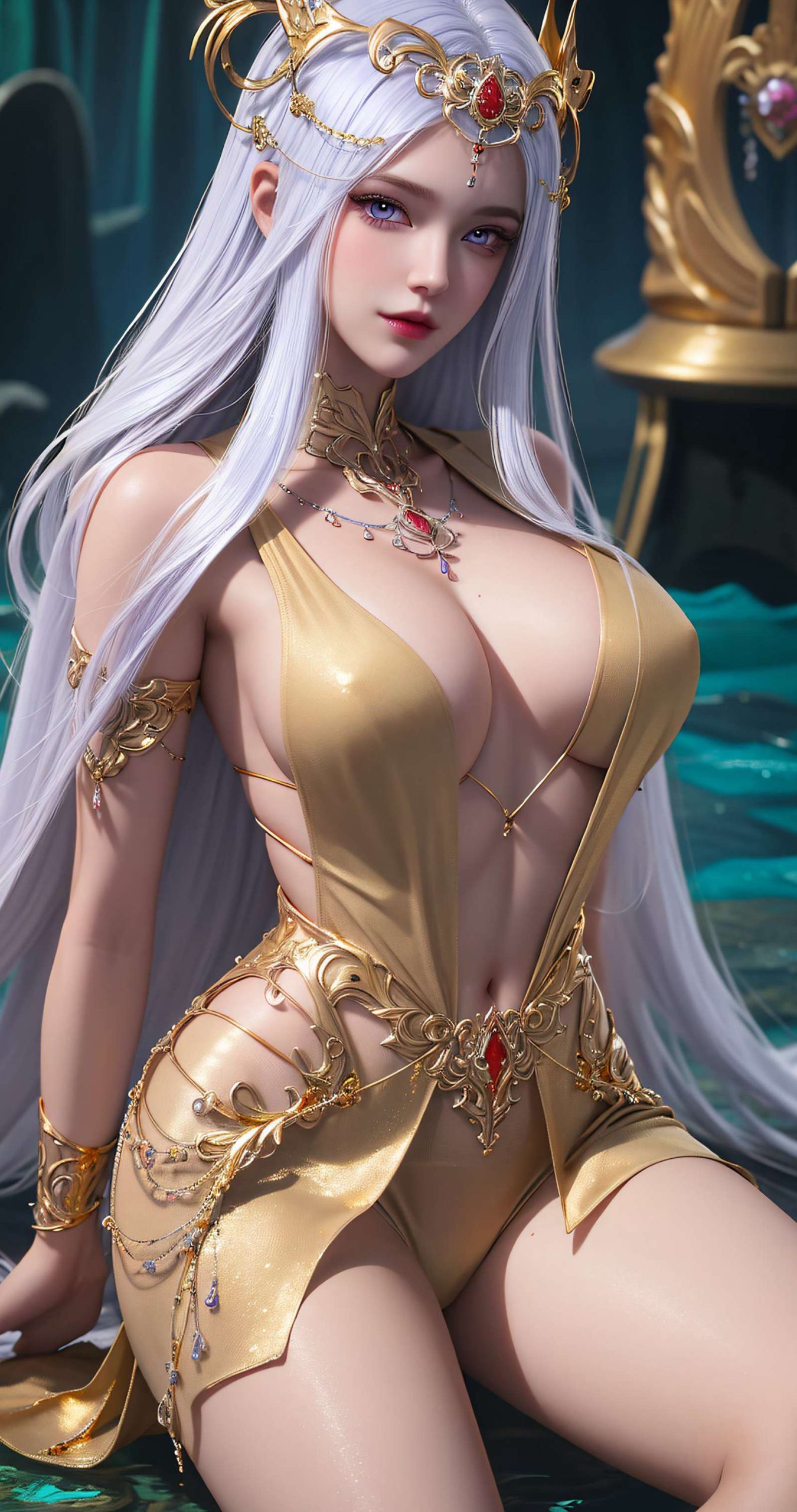 图片[32]-AI绘画 238 波塞西金色礼服[34P] – 速更版-美库
