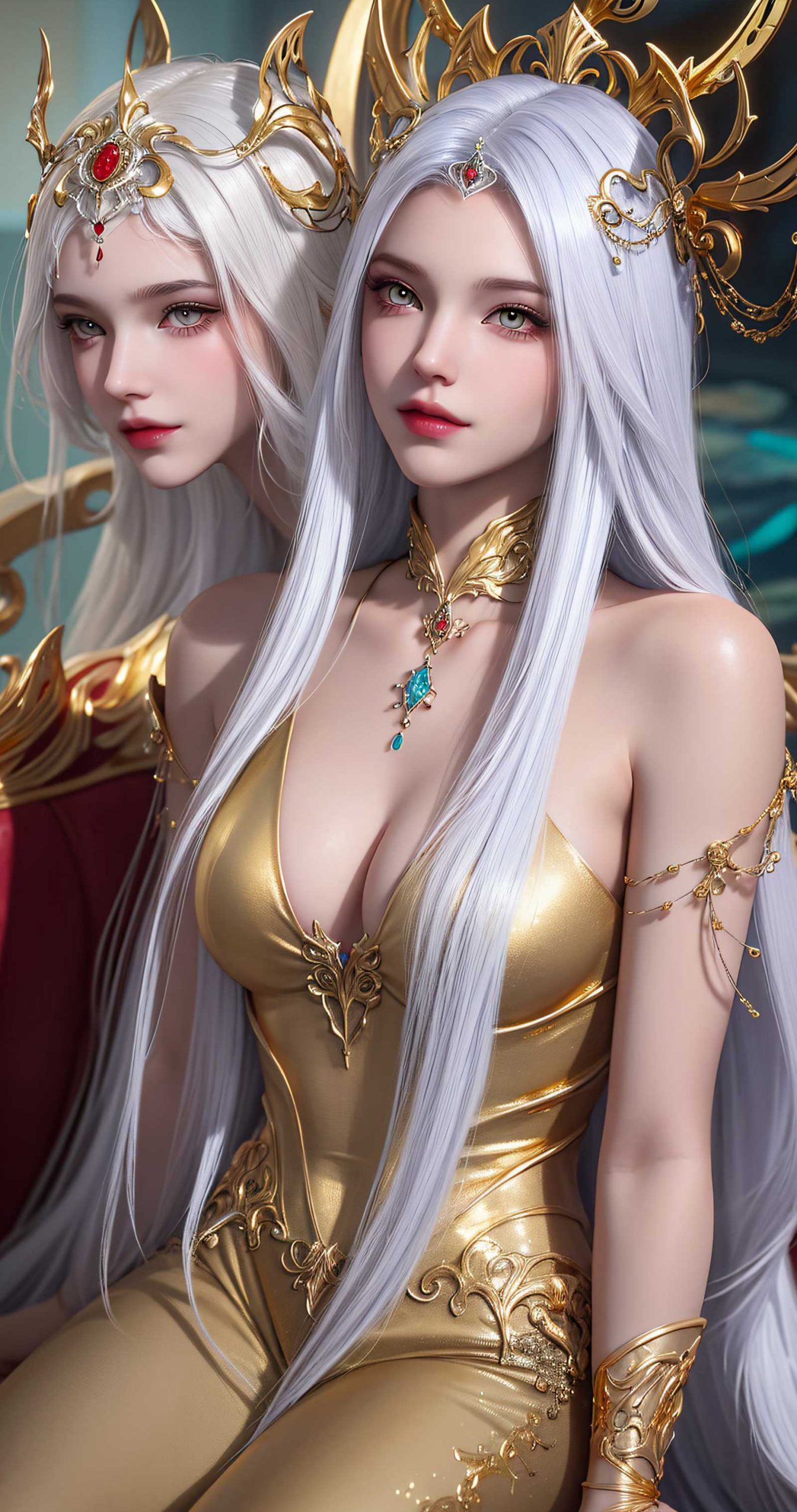 图片[34]-AI绘画 238 波塞西金色礼服[34P] – 速更版-美库
