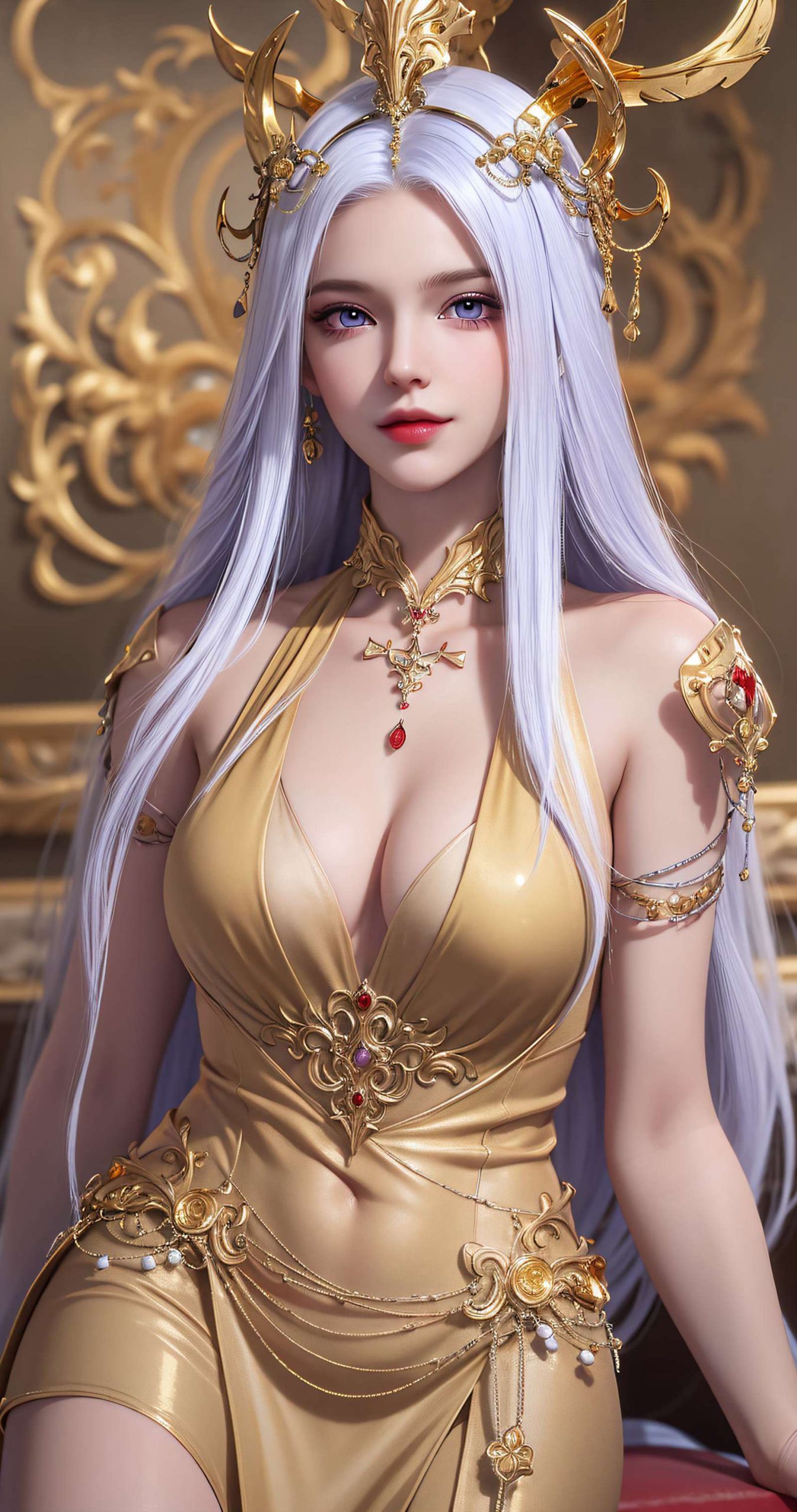 图片[35]-AI绘画 238 波塞西金色礼服[34P] – 速更版-美库