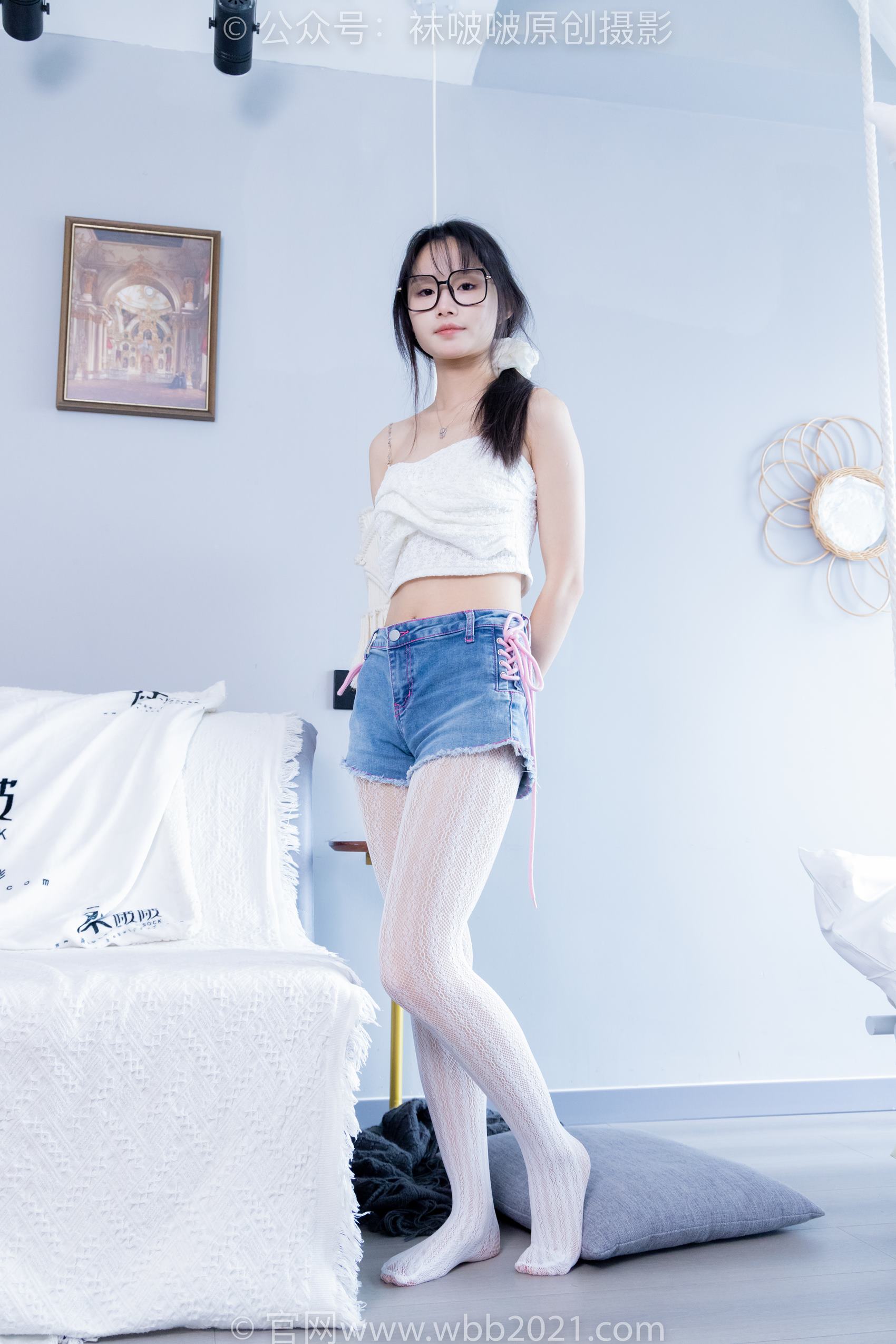 图片[12]-[BoBoSocks袜啵啵]NO.372 甜甜圈-板鞋、白色蕾丝袜、可拆卸牛仔裤、裤里丝[140P] – 速更版-美库