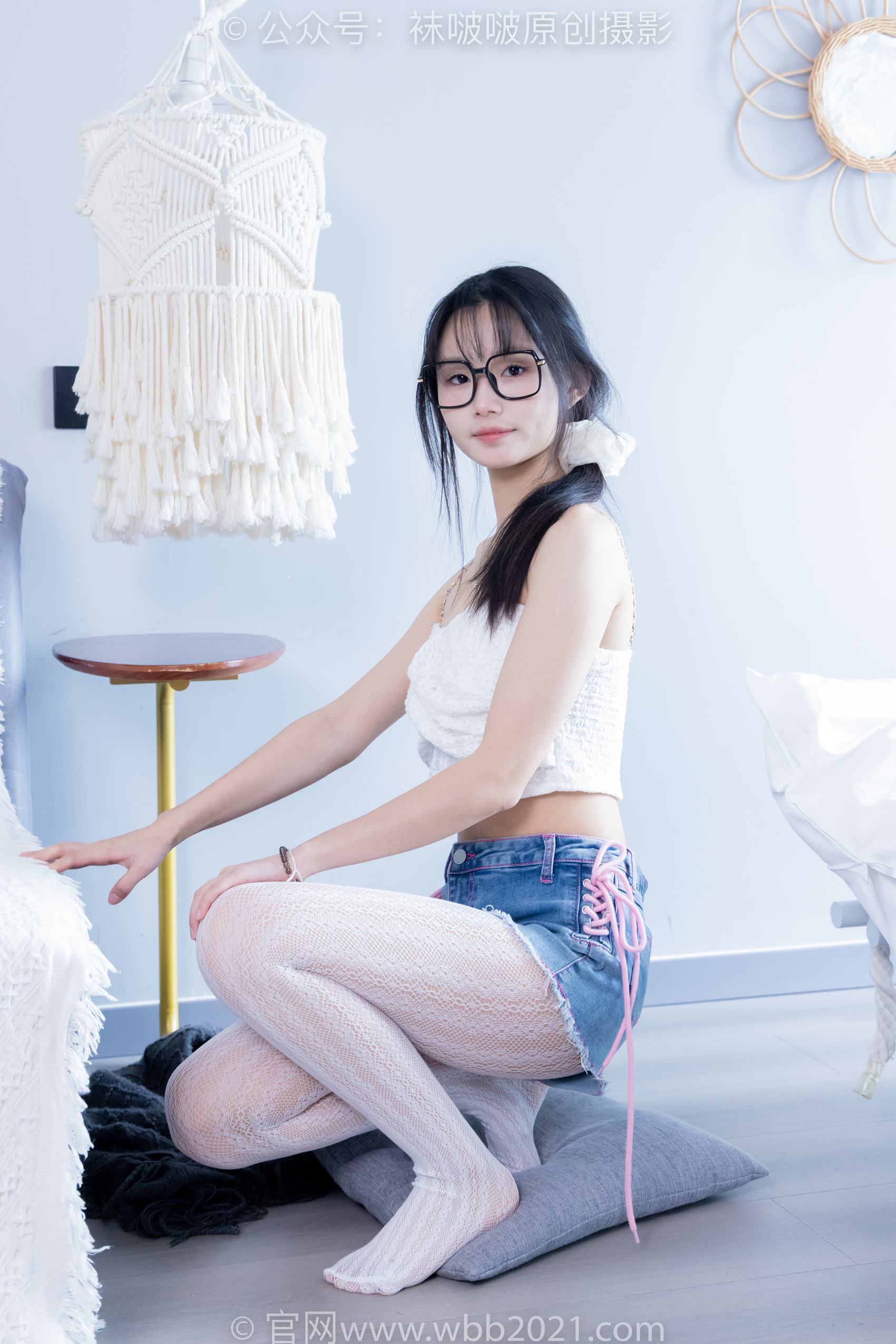 图片[13]-[BoBoSocks袜啵啵]NO.372 甜甜圈-板鞋、白色蕾丝袜、可拆卸牛仔裤、裤里丝[140P] – 速更版-美库
