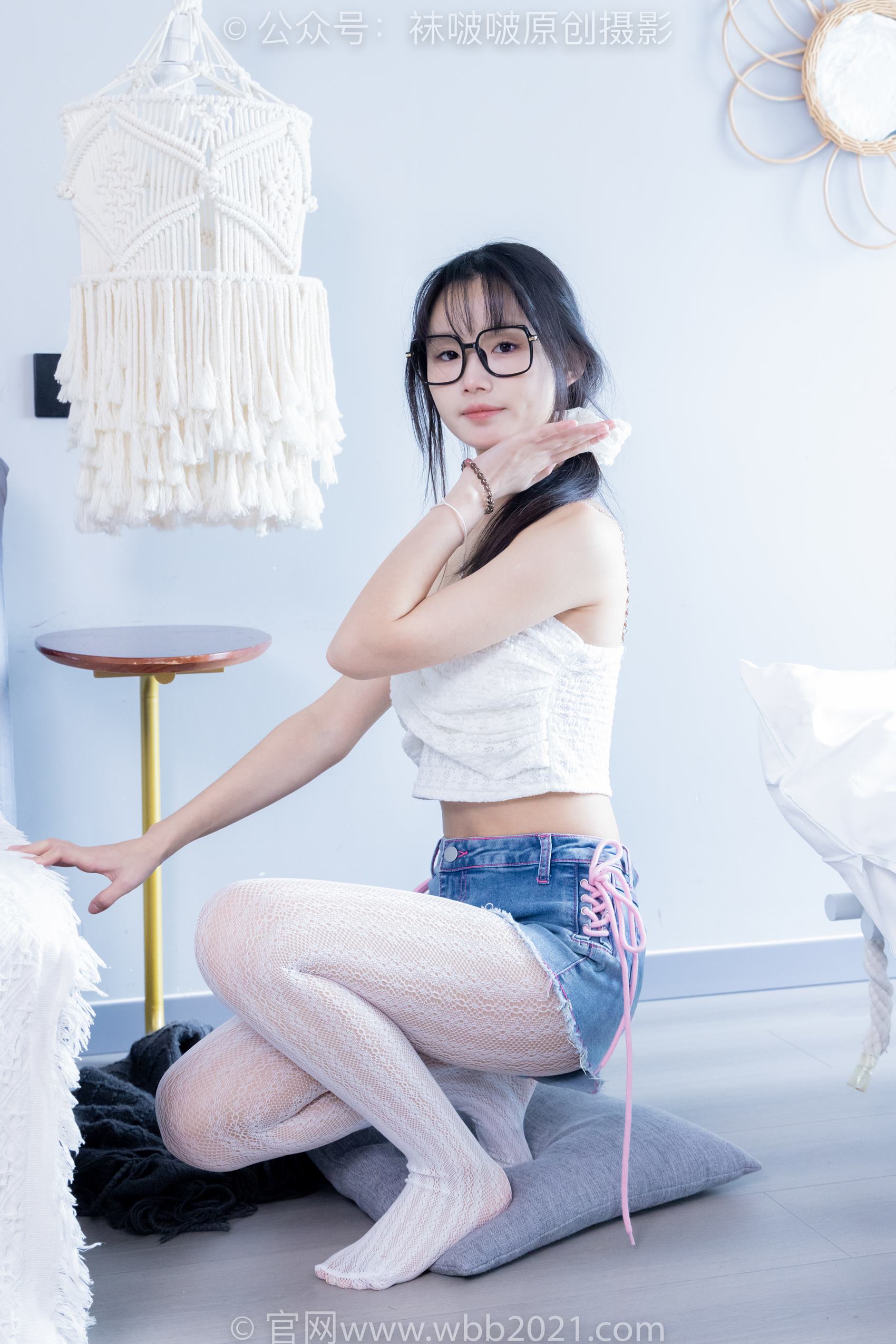 图片[14]-[BoBoSocks袜啵啵]NO.372 甜甜圈-板鞋、白色蕾丝袜、可拆卸牛仔裤、裤里丝[140P] – 速更版-美库