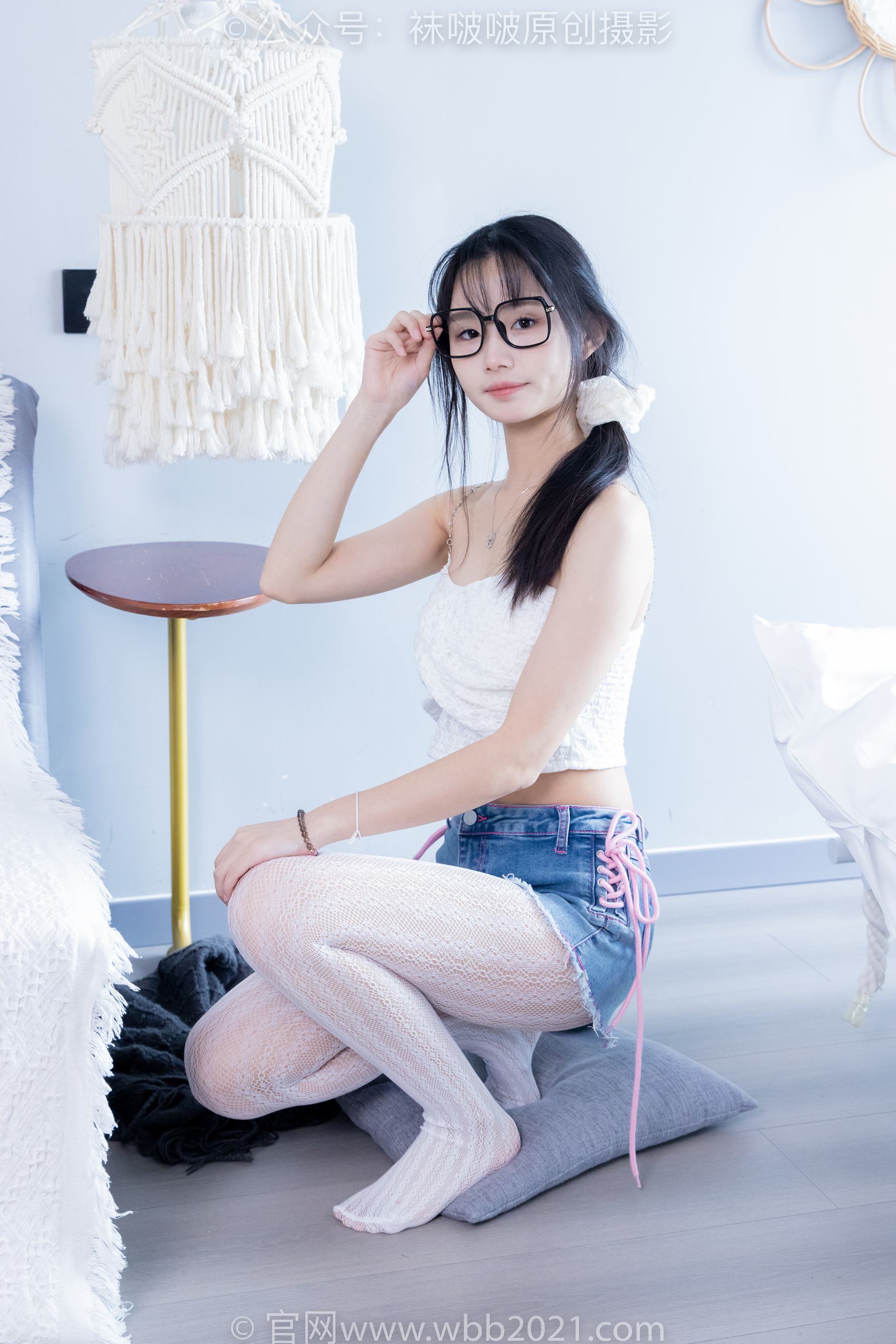 图片[15]-[BoBoSocks袜啵啵]NO.372 甜甜圈-板鞋、白色蕾丝袜、可拆卸牛仔裤、裤里丝[140P] – 速更版-美库