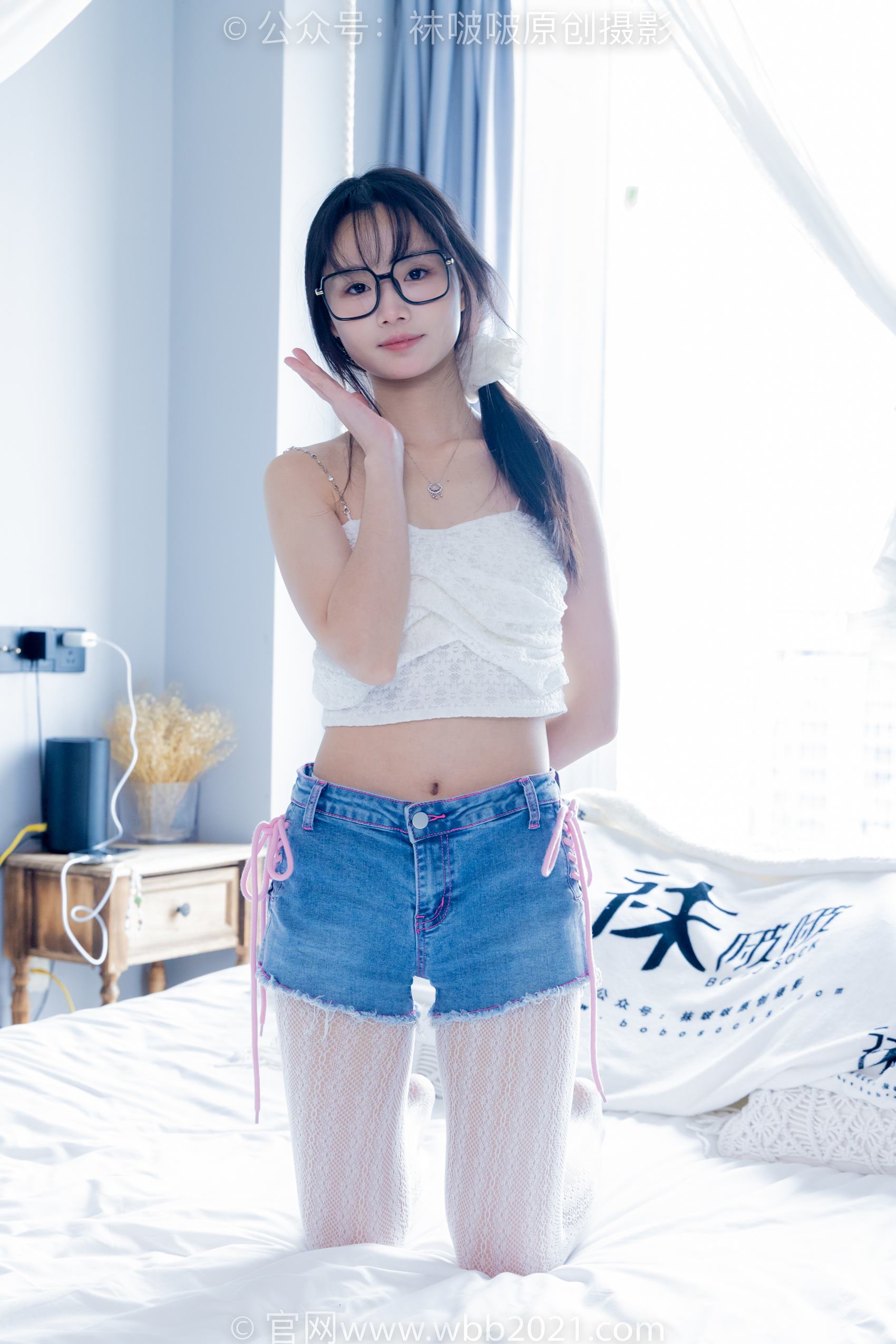 图片[20]-[BoBoSocks袜啵啵]NO.372 甜甜圈-板鞋、白色蕾丝袜、可拆卸牛仔裤、裤里丝[140P] – 速更版-美库