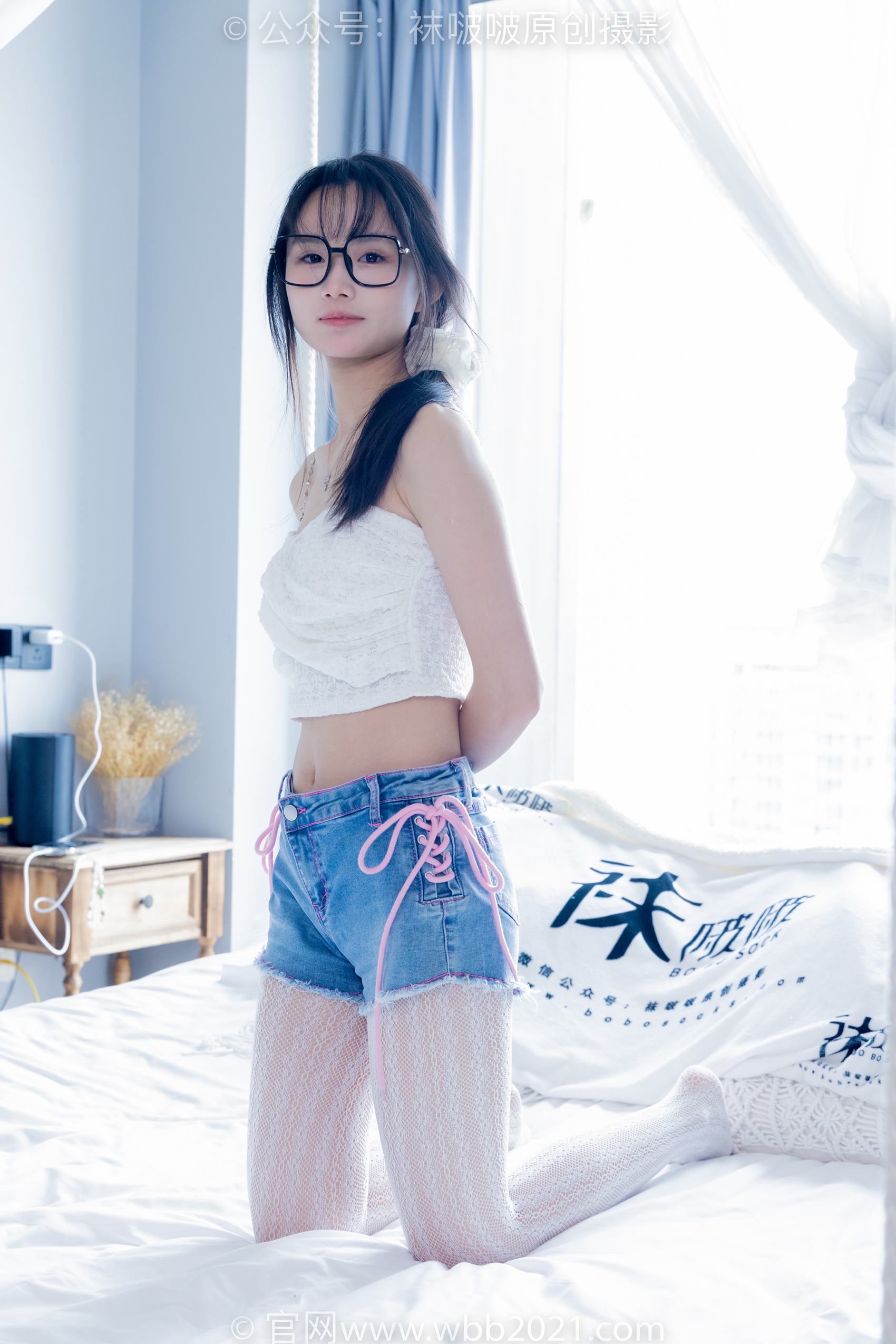 图片[21]-[BoBoSocks袜啵啵]NO.372 甜甜圈-板鞋、白色蕾丝袜、可拆卸牛仔裤、裤里丝[140P] – 速更版-美库