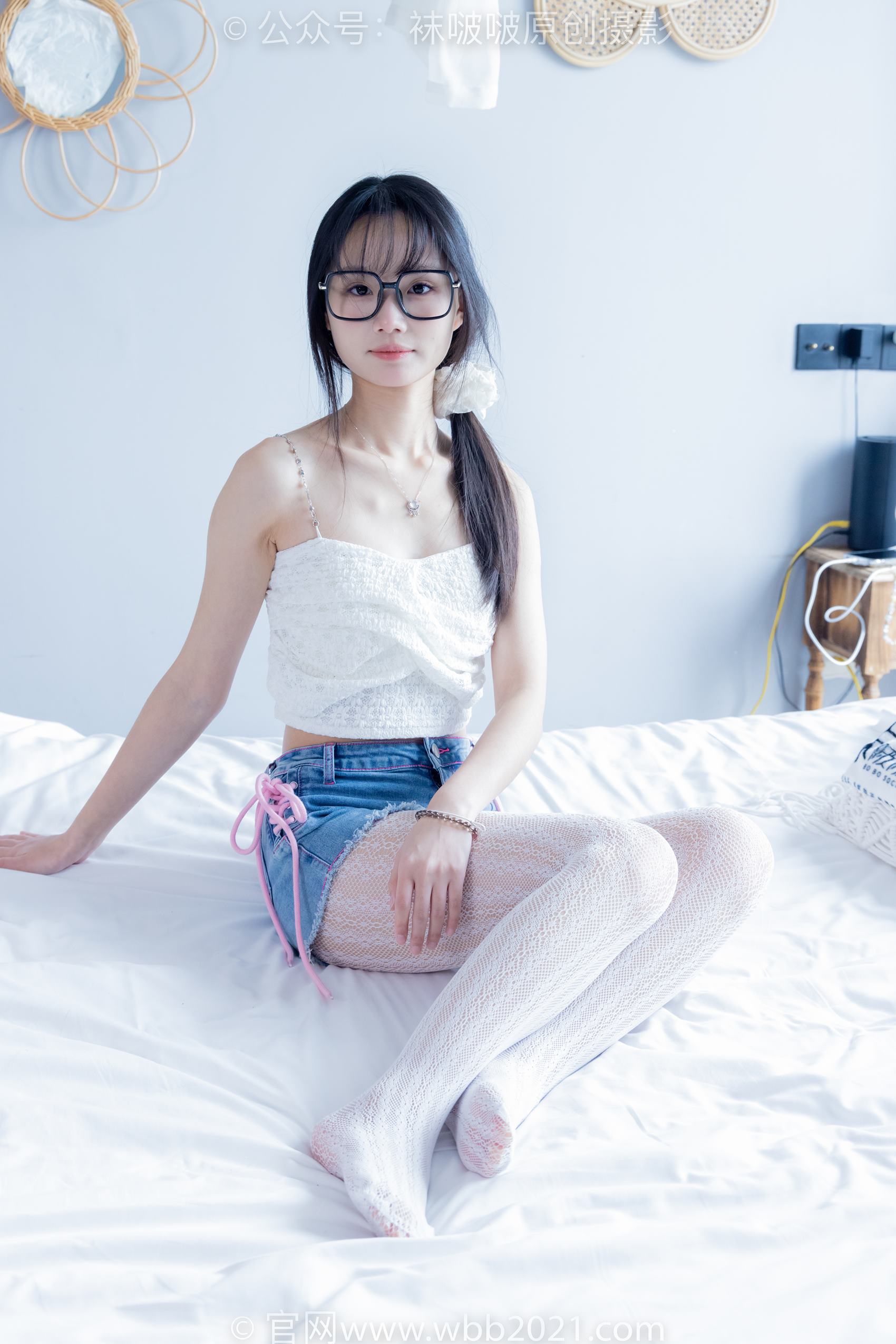 图片[30]-[BoBoSocks袜啵啵]NO.372 甜甜圈-板鞋、白色蕾丝袜、可拆卸牛仔裤、裤里丝[140P] – 速更版-美库