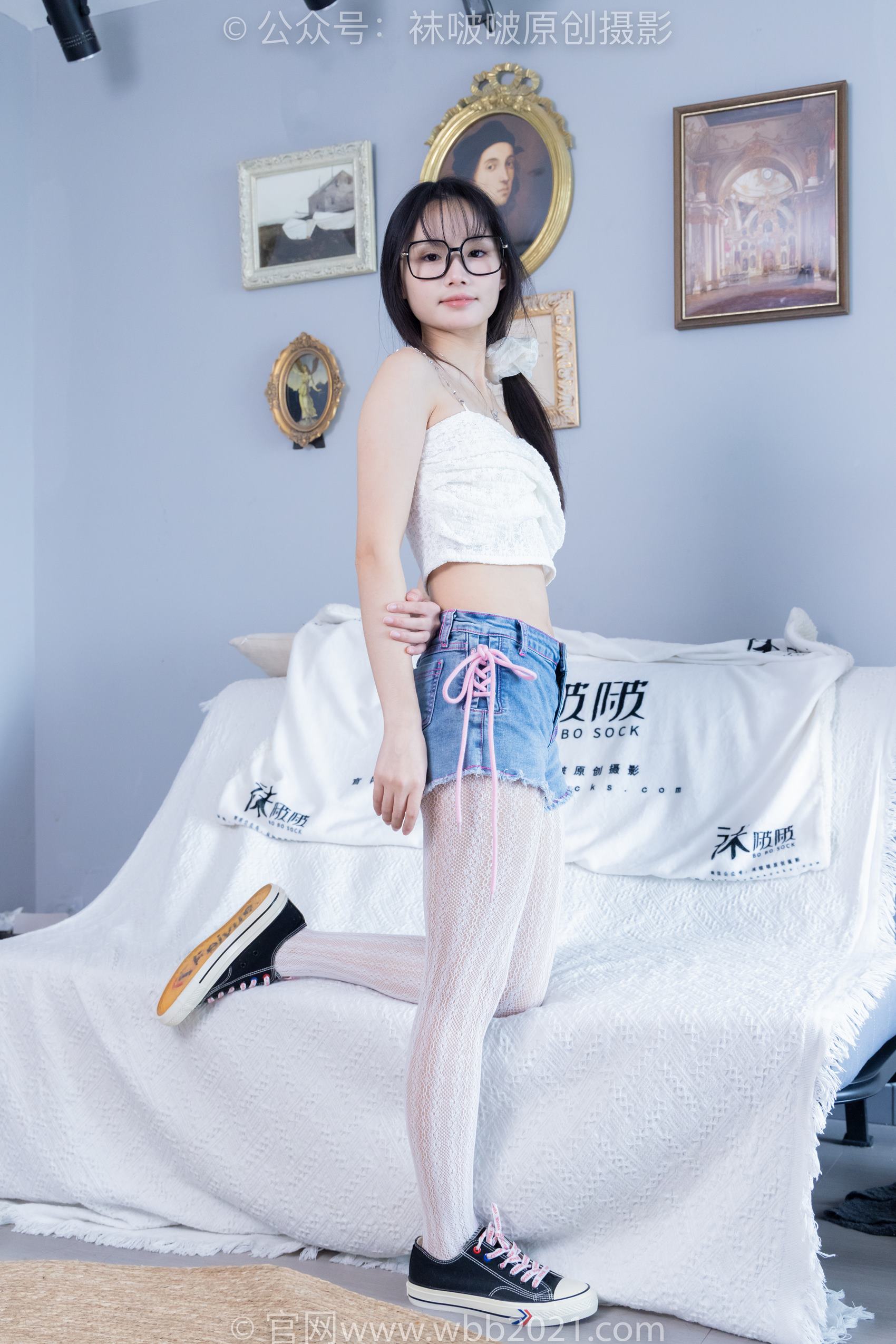 图片[43]-[BoBoSocks袜啵啵]NO.372 甜甜圈-板鞋、白色蕾丝袜、可拆卸牛仔裤、裤里丝[140P] – 速更版-美库