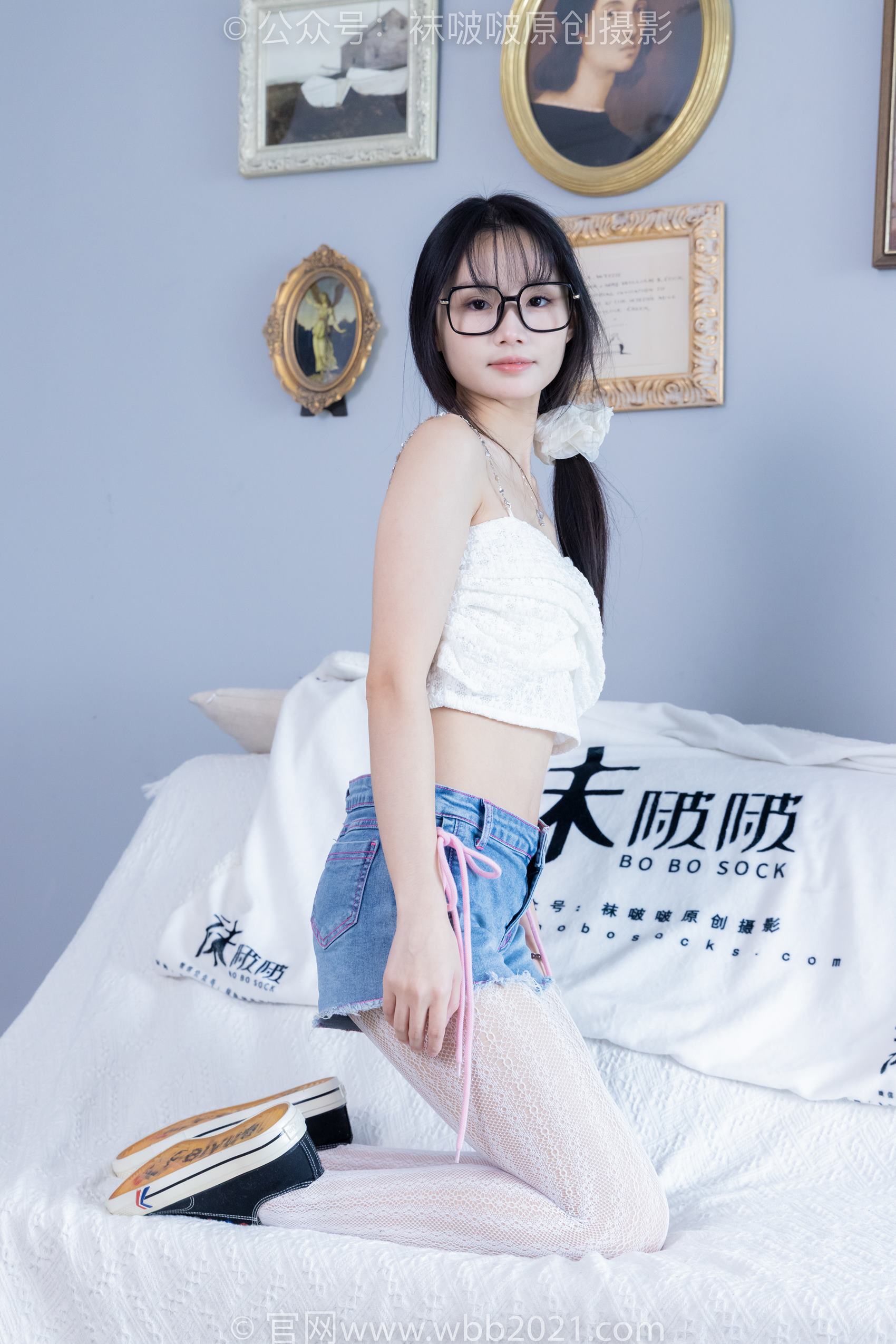 图片[45]-[BoBoSocks袜啵啵]NO.372 甜甜圈-板鞋、白色蕾丝袜、可拆卸牛仔裤、裤里丝[140P] – 速更版-美库