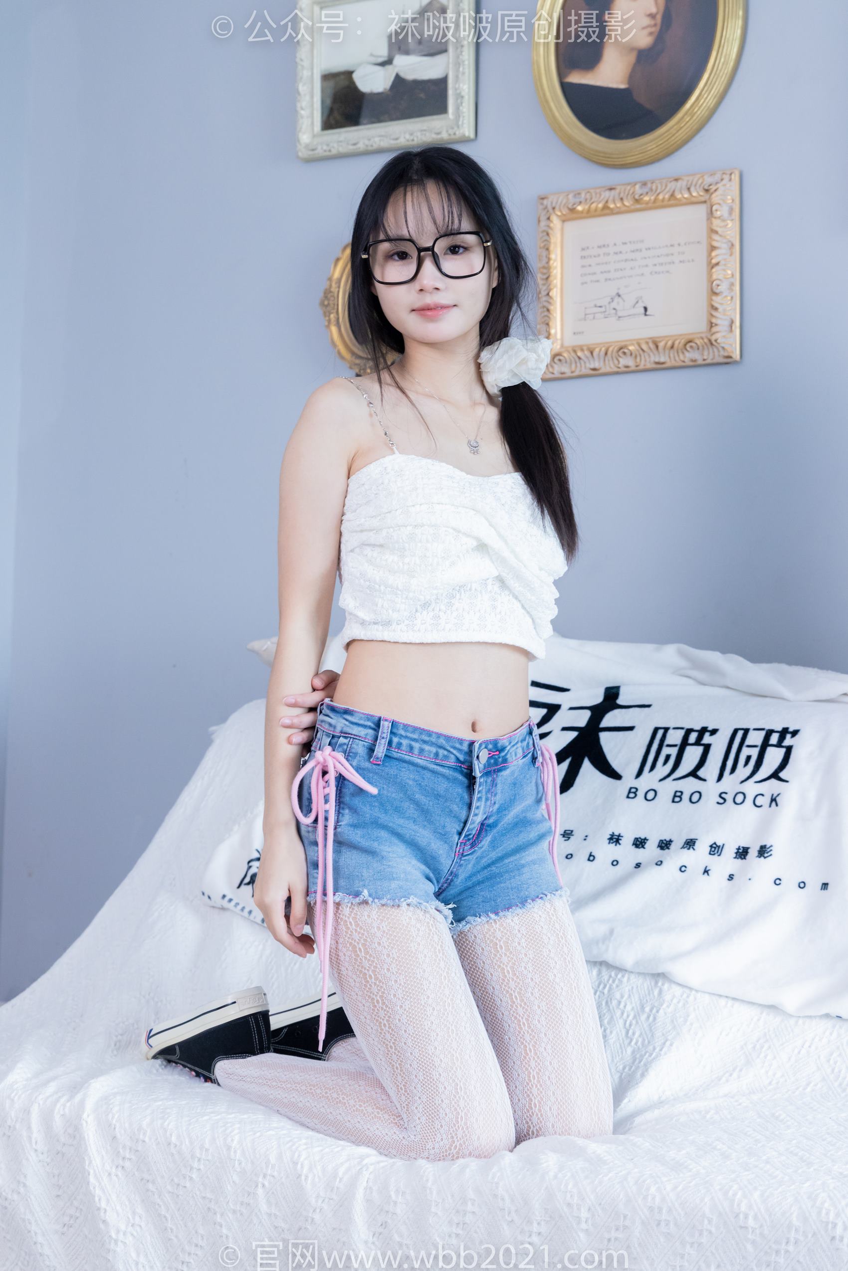 图片[47]-[BoBoSocks袜啵啵]NO.372 甜甜圈-板鞋、白色蕾丝袜、可拆卸牛仔裤、裤里丝[140P] – 速更版-美库