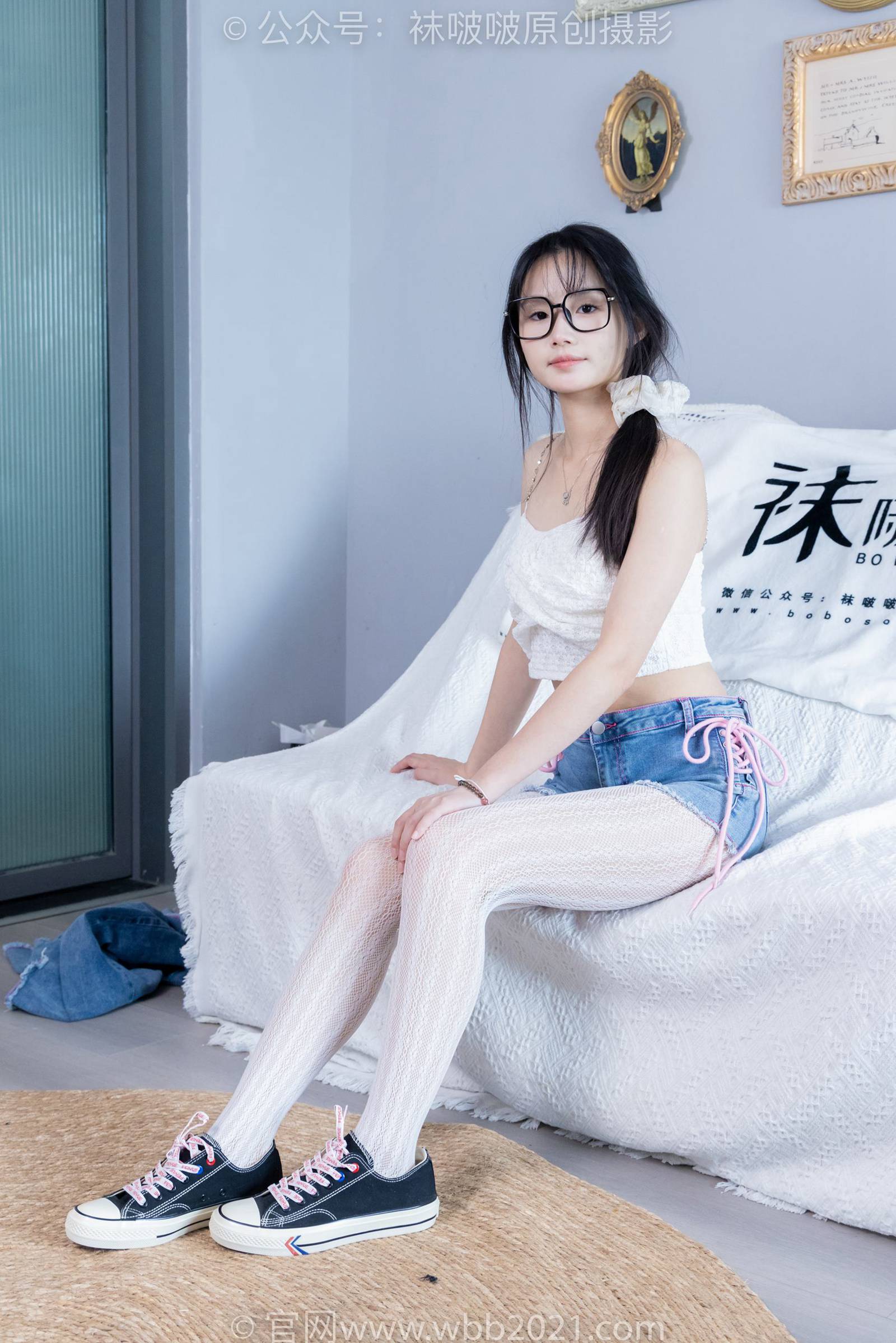 图片[52]-[BoBoSocks袜啵啵]NO.372 甜甜圈-板鞋、白色蕾丝袜、可拆卸牛仔裤、裤里丝[140P] – 速更版-美库