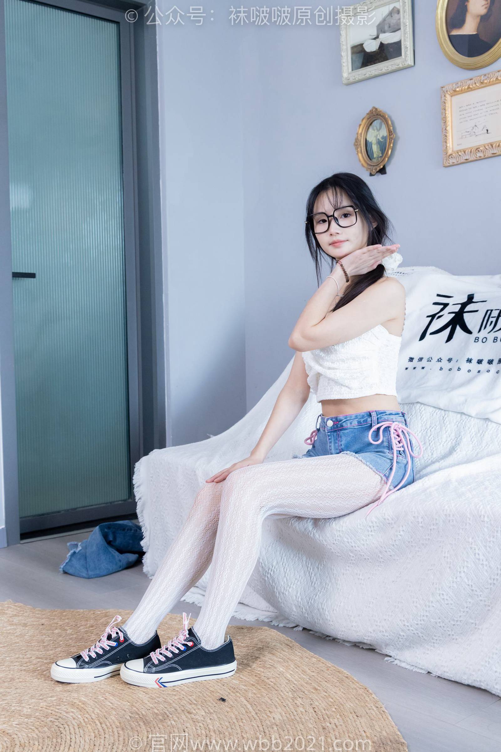 图片[54]-[BoBoSocks袜啵啵]NO.372 甜甜圈-板鞋、白色蕾丝袜、可拆卸牛仔裤、裤里丝[140P] – 速更版-美库