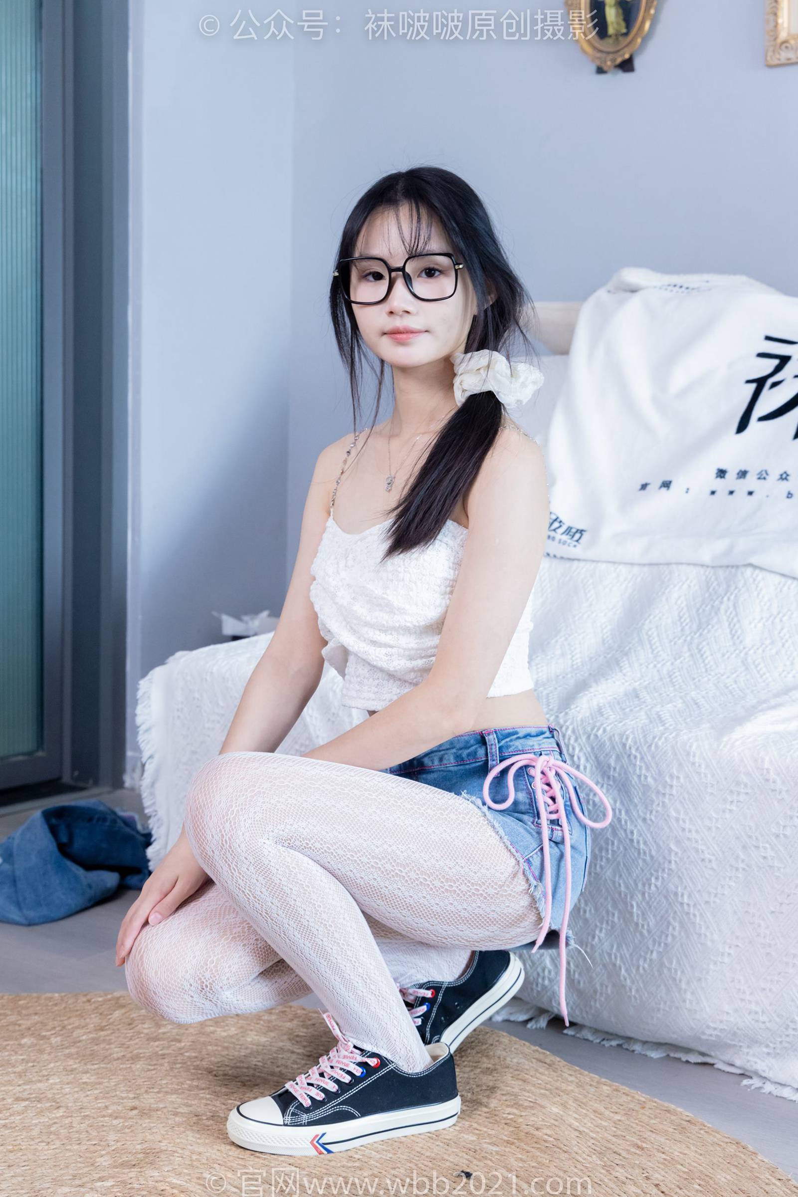 图片[56]-[BoBoSocks袜啵啵]NO.372 甜甜圈-板鞋、白色蕾丝袜、可拆卸牛仔裤、裤里丝[140P] – 速更版-美库