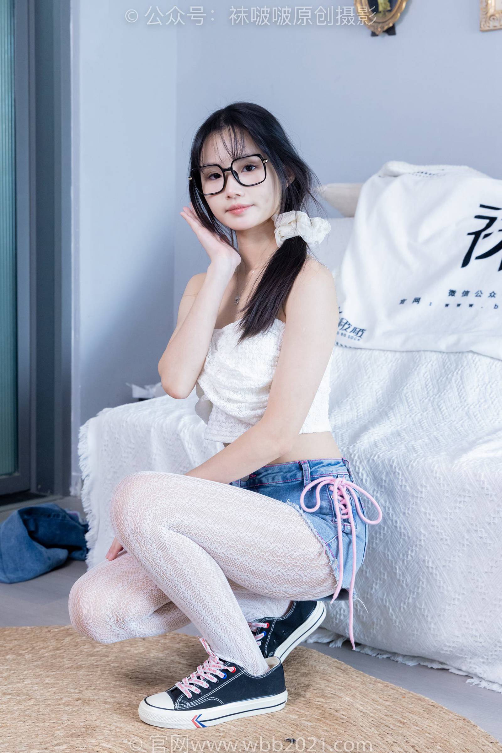 图片[57]-[BoBoSocks袜啵啵]NO.372 甜甜圈-板鞋、白色蕾丝袜、可拆卸牛仔裤、裤里丝[140P] – 速更版-美库