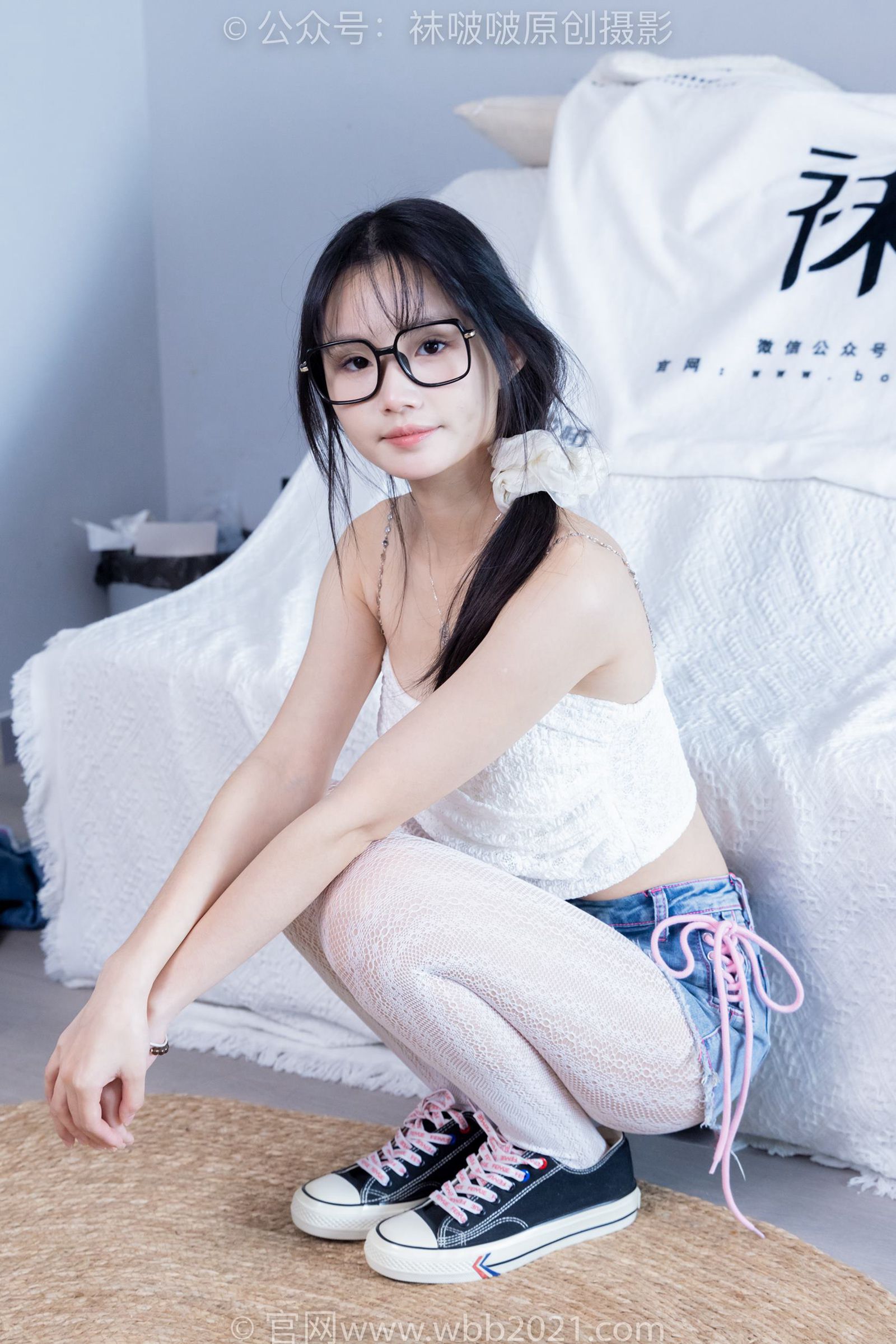 图片[58]-[BoBoSocks袜啵啵]NO.372 甜甜圈-板鞋、白色蕾丝袜、可拆卸牛仔裤、裤里丝[140P] – 速更版-美库