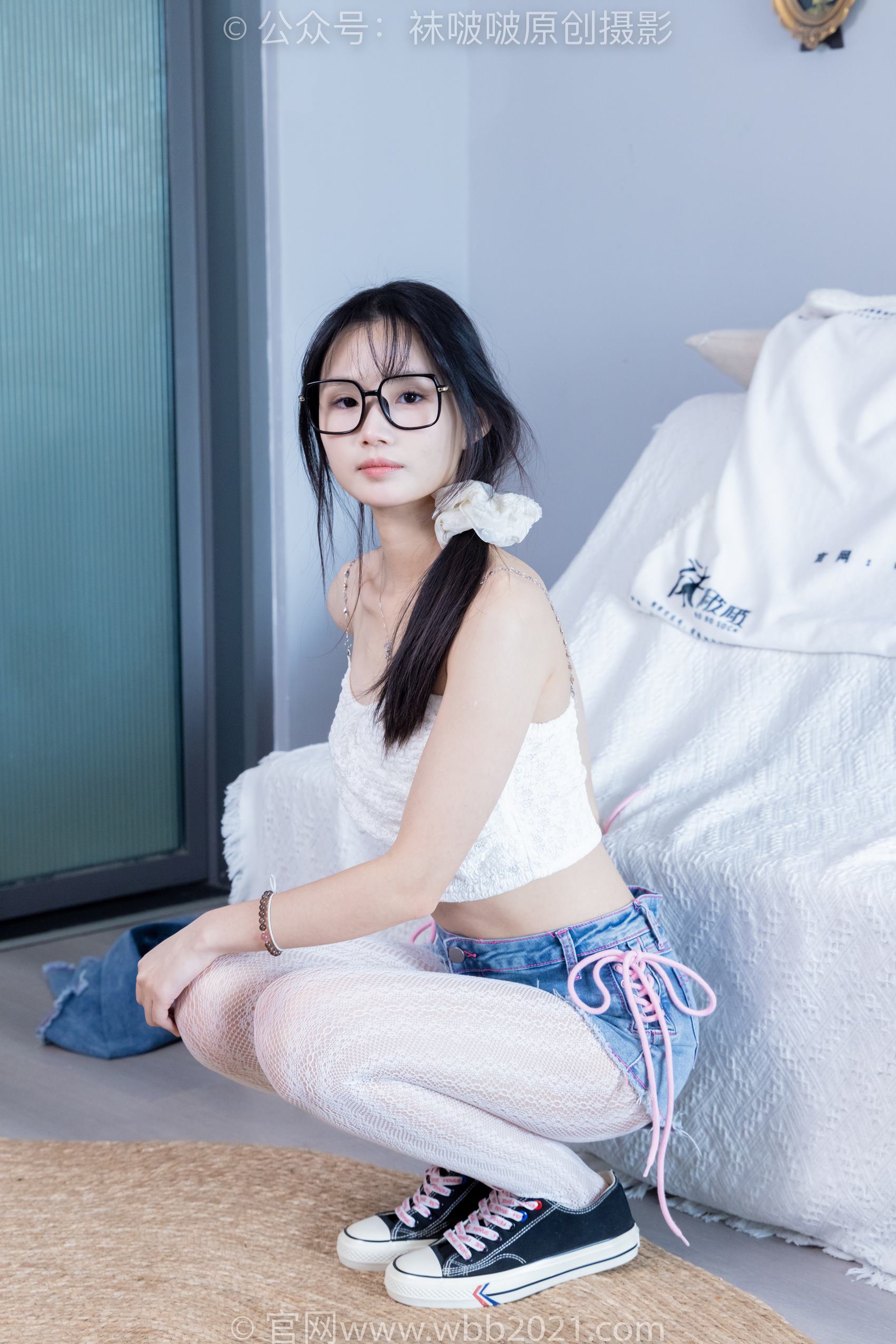 图片[59]-[BoBoSocks袜啵啵]NO.372 甜甜圈-板鞋、白色蕾丝袜、可拆卸牛仔裤、裤里丝[140P] – 速更版-美库