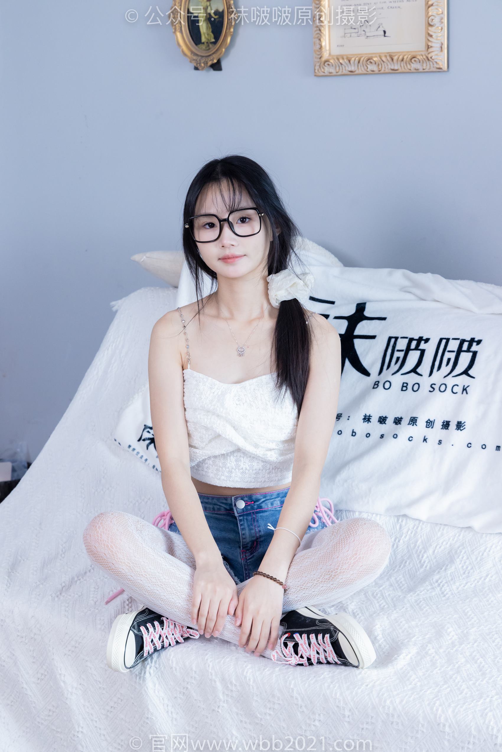 图片[61]-[BoBoSocks袜啵啵]NO.372 甜甜圈-板鞋、白色蕾丝袜、可拆卸牛仔裤、裤里丝[140P] – 速更版-美库