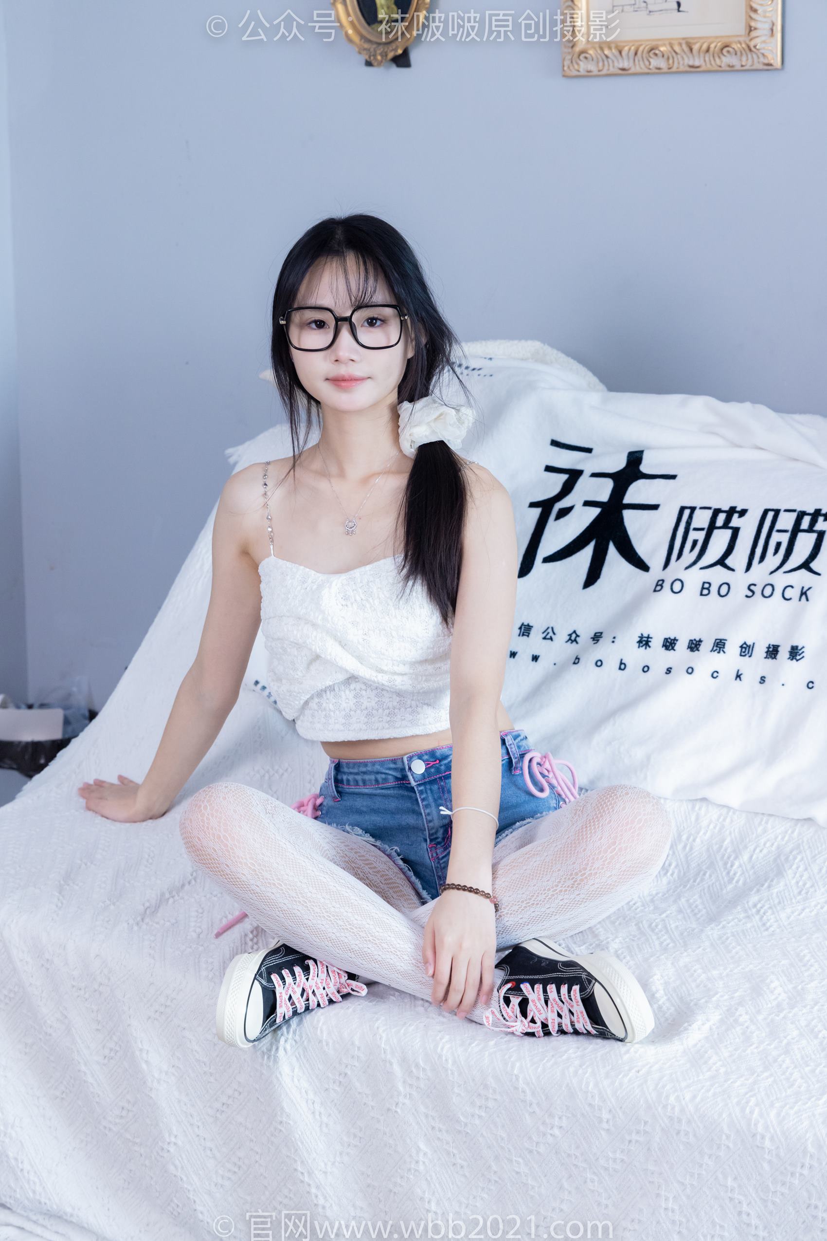 图片[62]-[BoBoSocks袜啵啵]NO.372 甜甜圈-板鞋、白色蕾丝袜、可拆卸牛仔裤、裤里丝[140P] – 速更版-美库