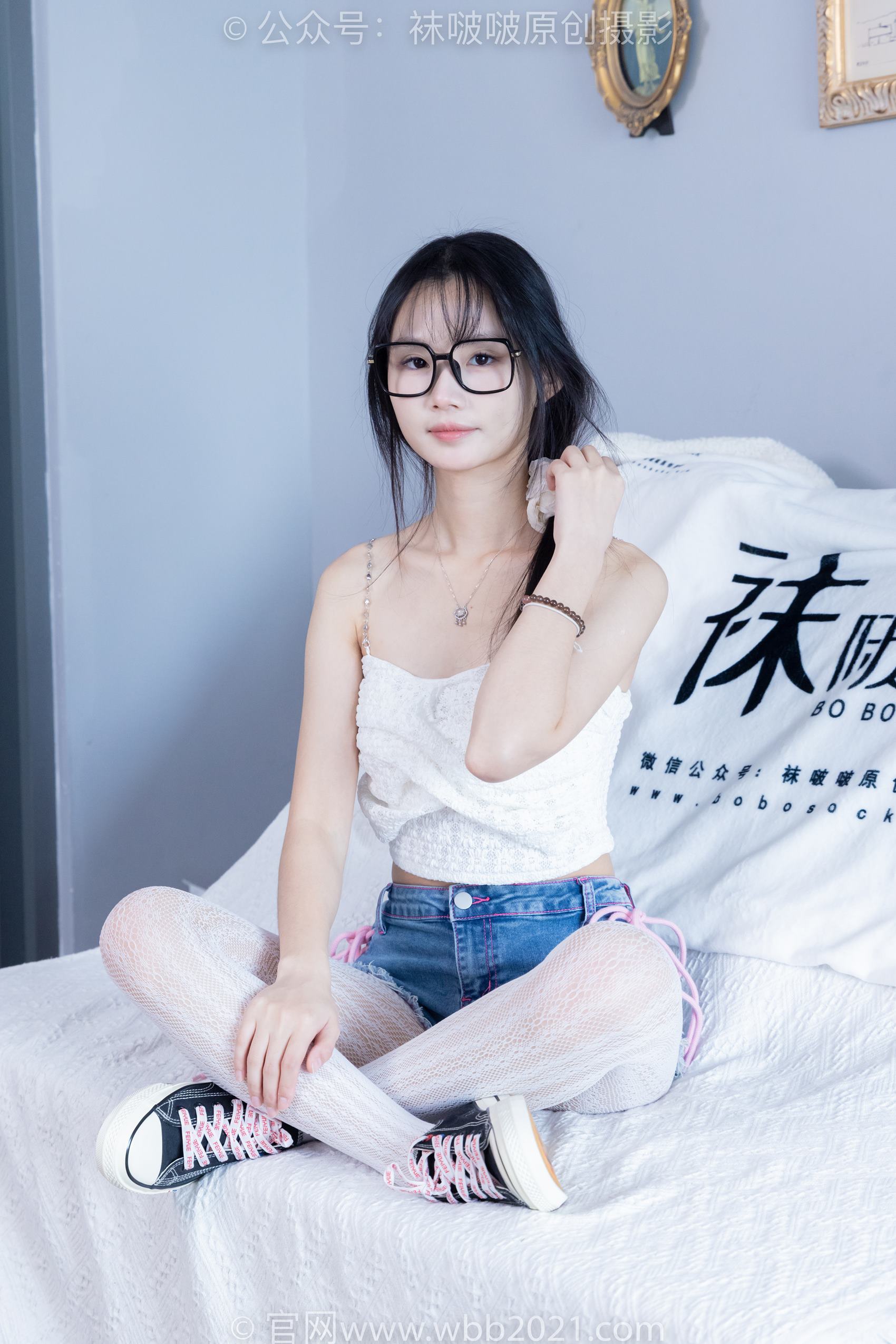 图片[66]-[BoBoSocks袜啵啵]NO.372 甜甜圈-板鞋、白色蕾丝袜、可拆卸牛仔裤、裤里丝[140P] – 速更版-美库