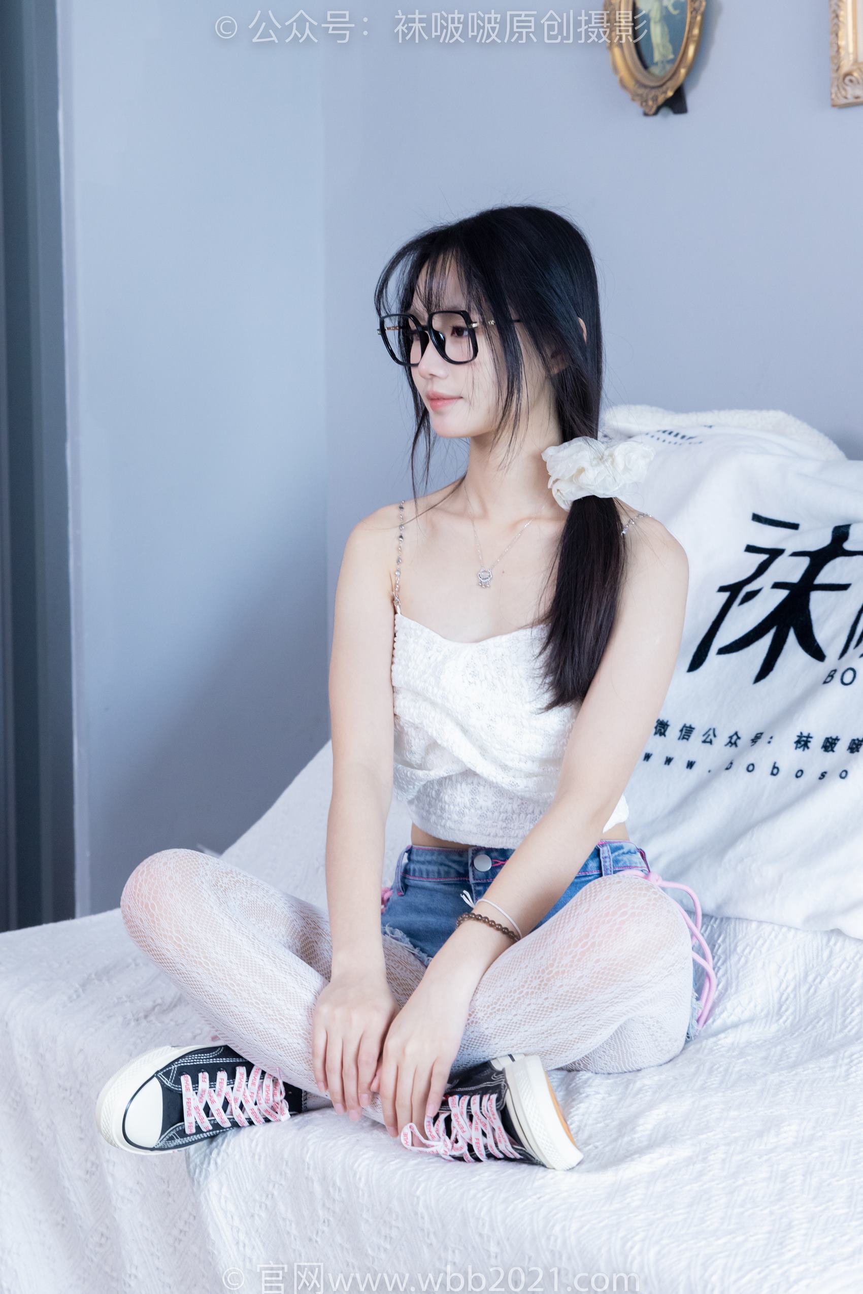 图片[67]-[BoBoSocks袜啵啵]NO.372 甜甜圈-板鞋、白色蕾丝袜、可拆卸牛仔裤、裤里丝[140P] – 速更版-美库