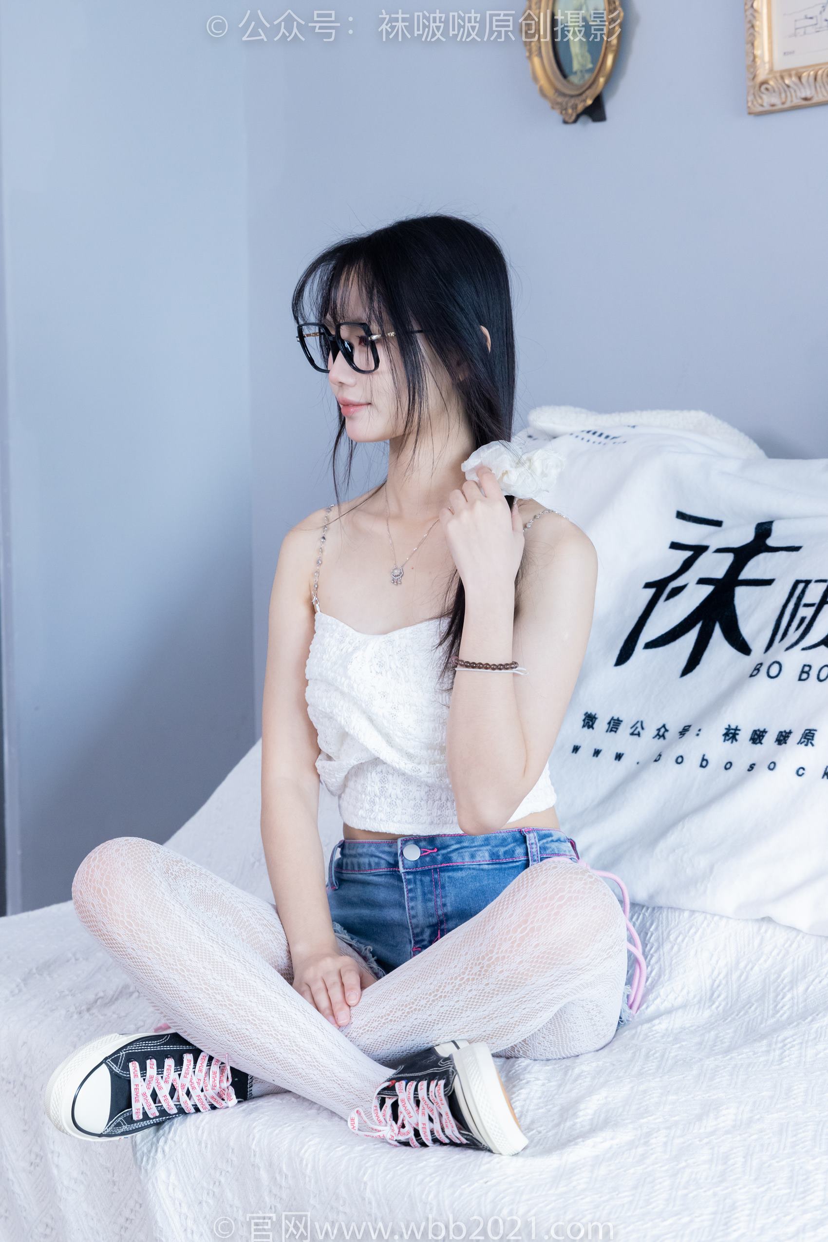 图片[68]-[BoBoSocks袜啵啵]NO.372 甜甜圈-板鞋、白色蕾丝袜、可拆卸牛仔裤、裤里丝[140P] – 速更版-美库