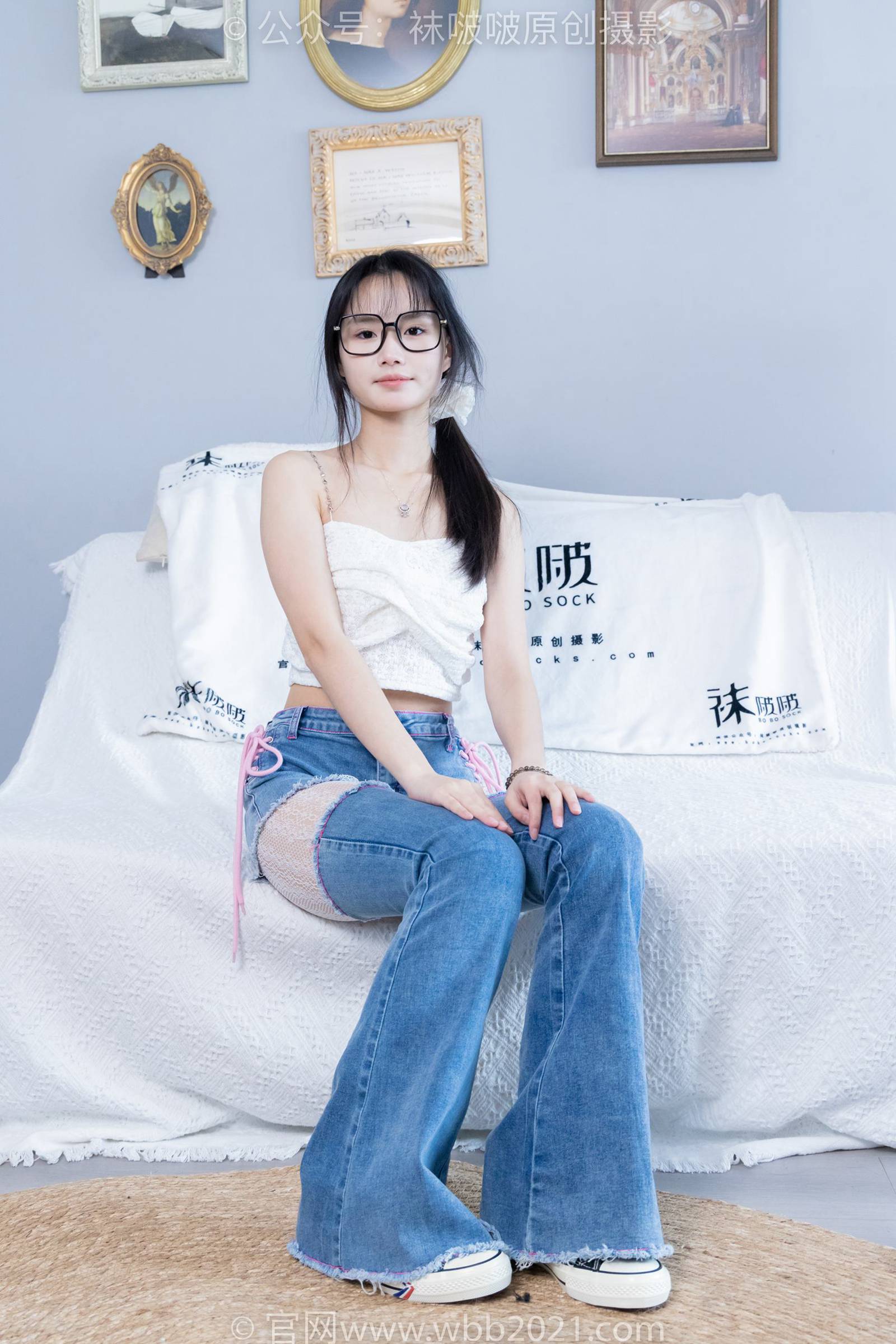 图片[69]-[BoBoSocks袜啵啵]NO.372 甜甜圈-板鞋、白色蕾丝袜、可拆卸牛仔裤、裤里丝[140P] – 速更版-美库