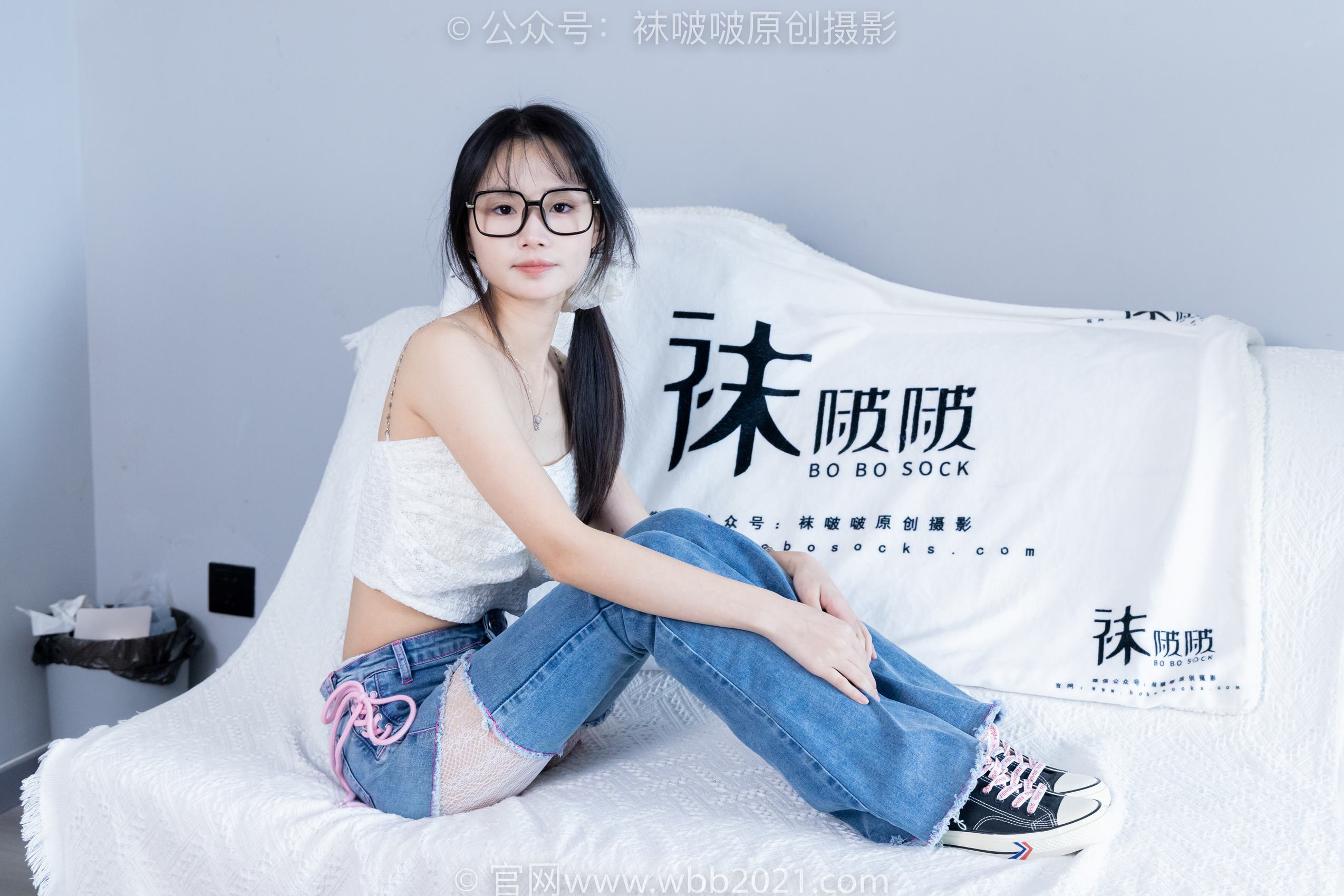 图片[78]-[BoBoSocks袜啵啵]NO.372 甜甜圈-板鞋、白色蕾丝袜、可拆卸牛仔裤、裤里丝[140P] – 速更版-美库