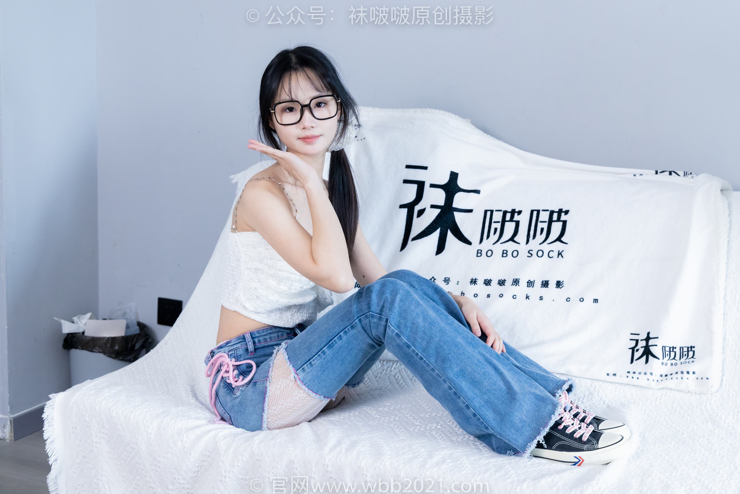 图片[80]-[BoBoSocks袜啵啵]NO.372 甜甜圈-板鞋、白色蕾丝袜、可拆卸牛仔裤、裤里丝[140P] – 速更版-美库