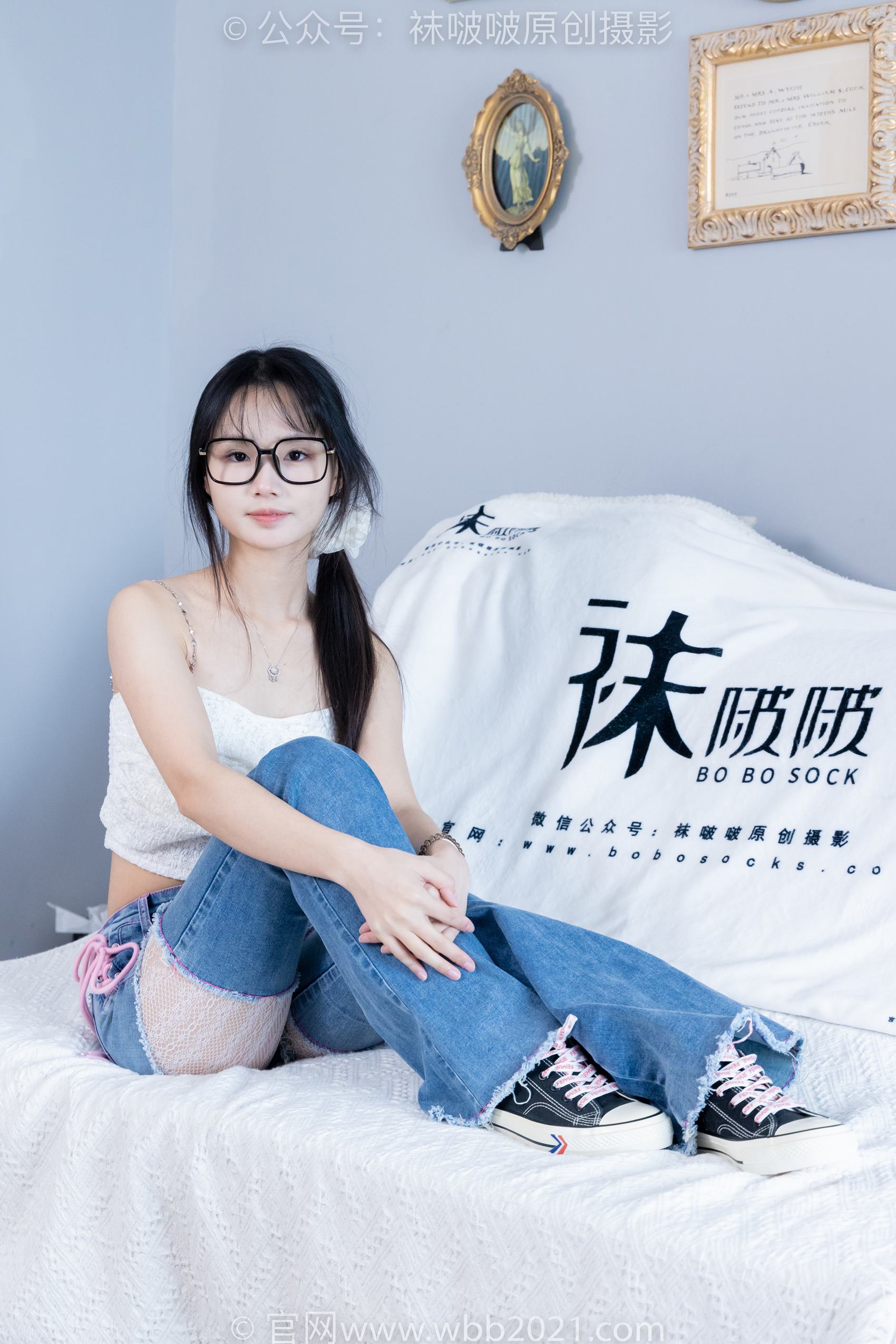 图片[81]-[BoBoSocks袜啵啵]NO.372 甜甜圈-板鞋、白色蕾丝袜、可拆卸牛仔裤、裤里丝[140P] – 速更版-美库