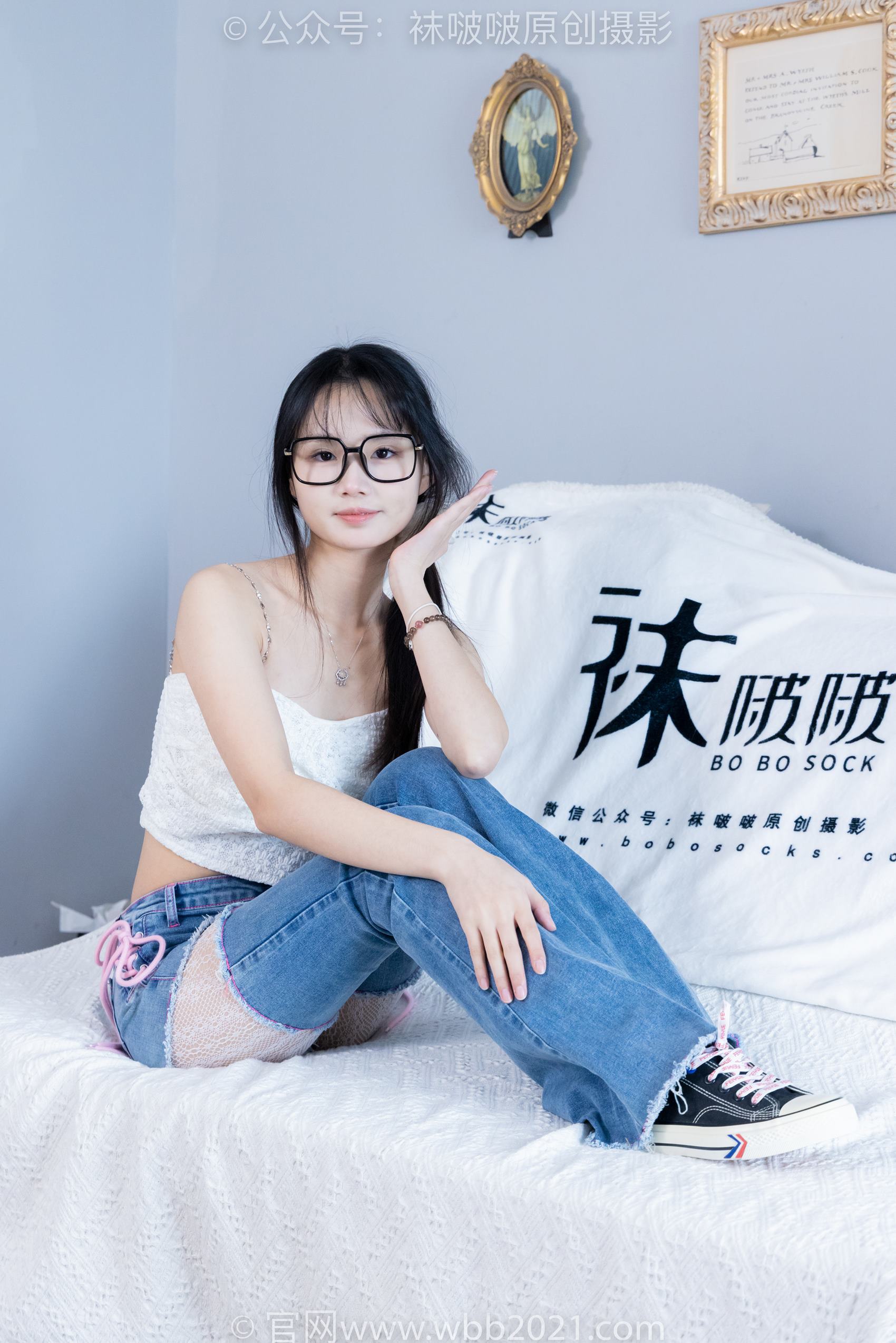 图片[82]-[BoBoSocks袜啵啵]NO.372 甜甜圈-板鞋、白色蕾丝袜、可拆卸牛仔裤、裤里丝[140P] – 速更版-美库