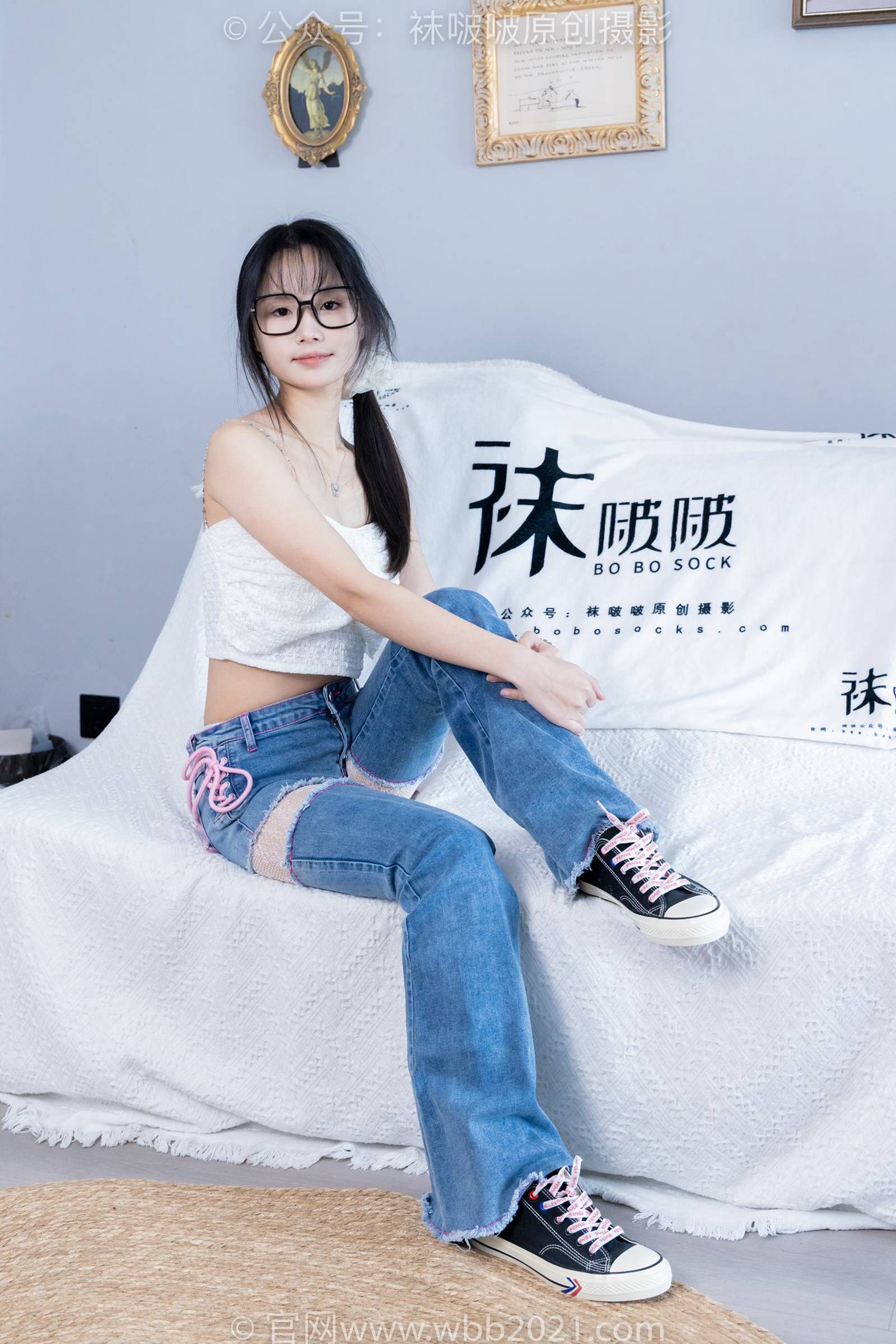 图片[88]-[BoBoSocks袜啵啵]NO.372 甜甜圈-板鞋、白色蕾丝袜、可拆卸牛仔裤、裤里丝[140P] – 速更版-美库