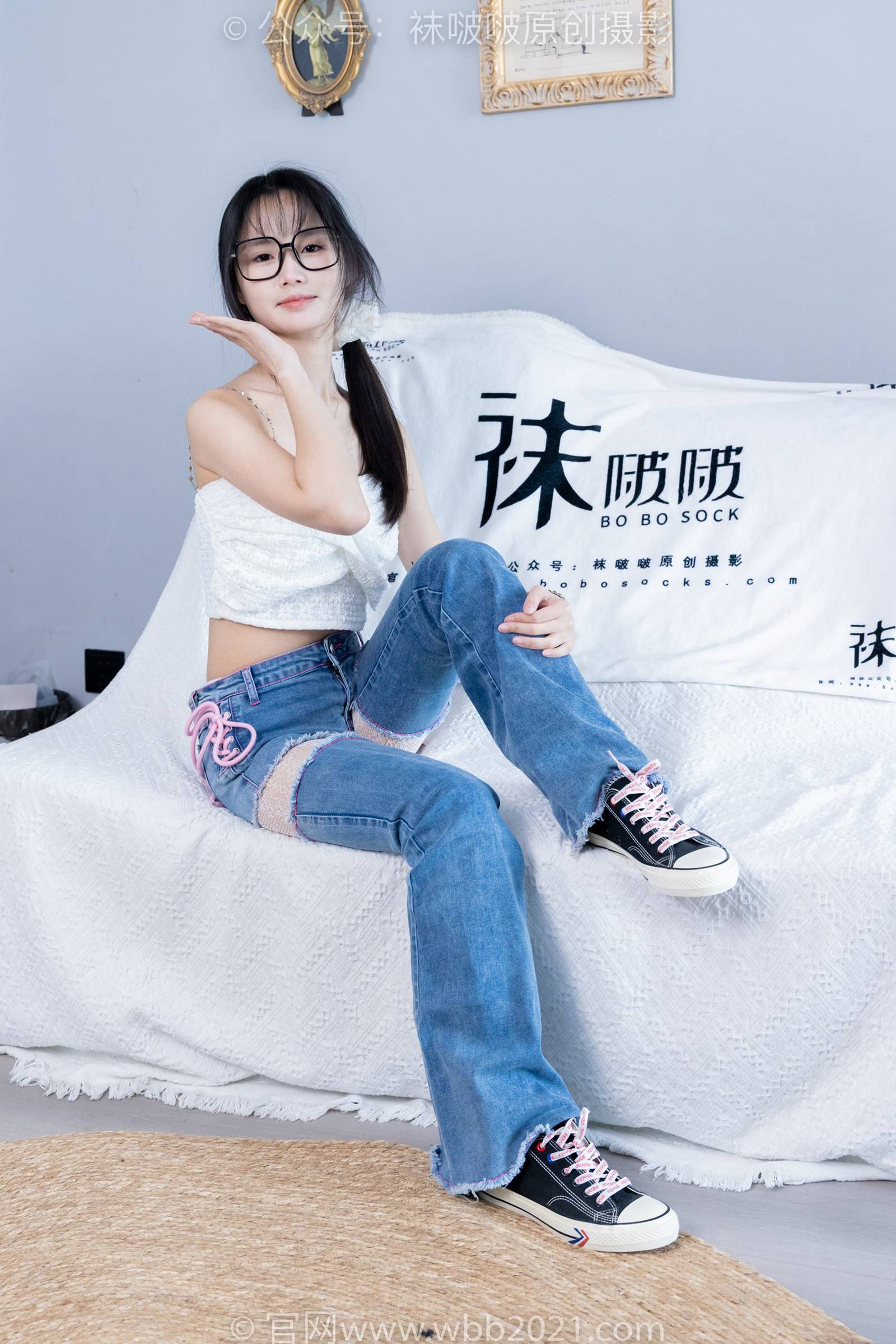 图片[89]-[BoBoSocks袜啵啵]NO.372 甜甜圈-板鞋、白色蕾丝袜、可拆卸牛仔裤、裤里丝[140P] – 速更版-美库