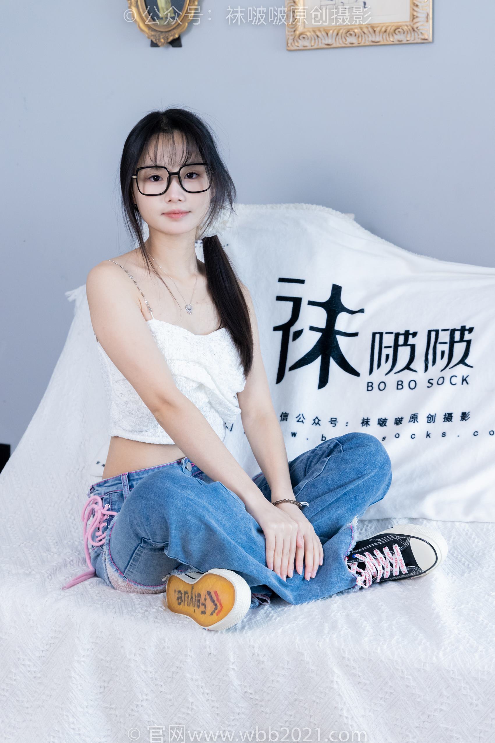 图片[90]-[BoBoSocks袜啵啵]NO.372 甜甜圈-板鞋、白色蕾丝袜、可拆卸牛仔裤、裤里丝[140P] – 速更版-美库