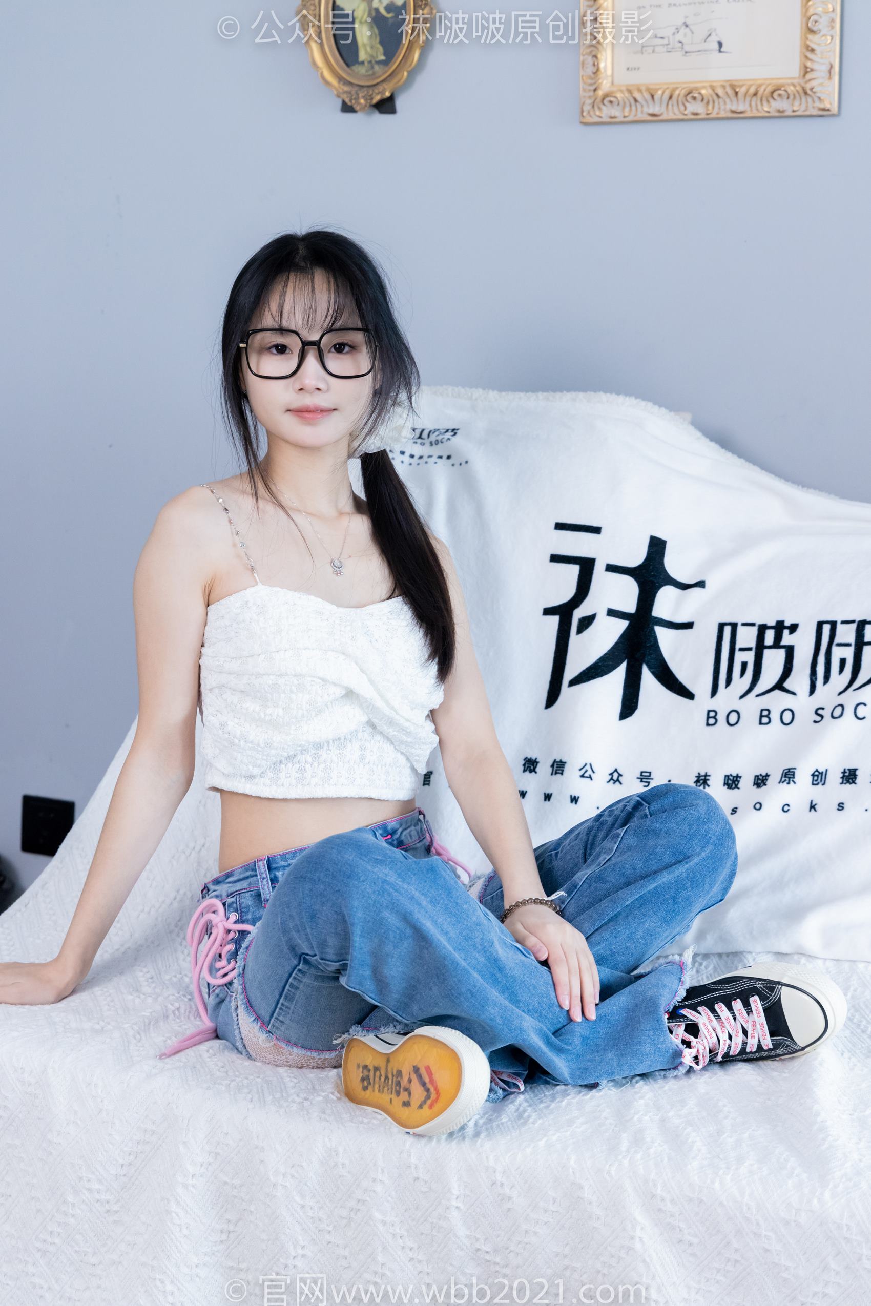 图片[91]-[BoBoSocks袜啵啵]NO.372 甜甜圈-板鞋、白色蕾丝袜、可拆卸牛仔裤、裤里丝[140P] – 速更版-美库