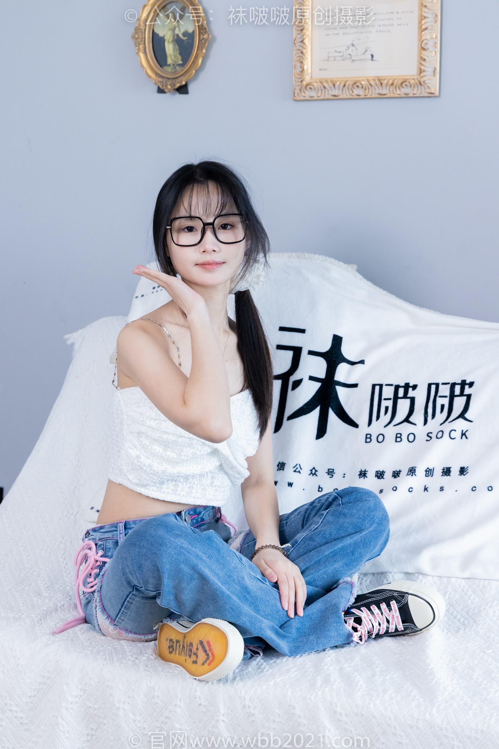 图片[92]-[BoBoSocks袜啵啵]NO.372 甜甜圈-板鞋、白色蕾丝袜、可拆卸牛仔裤、裤里丝[140P] – 速更版-美库