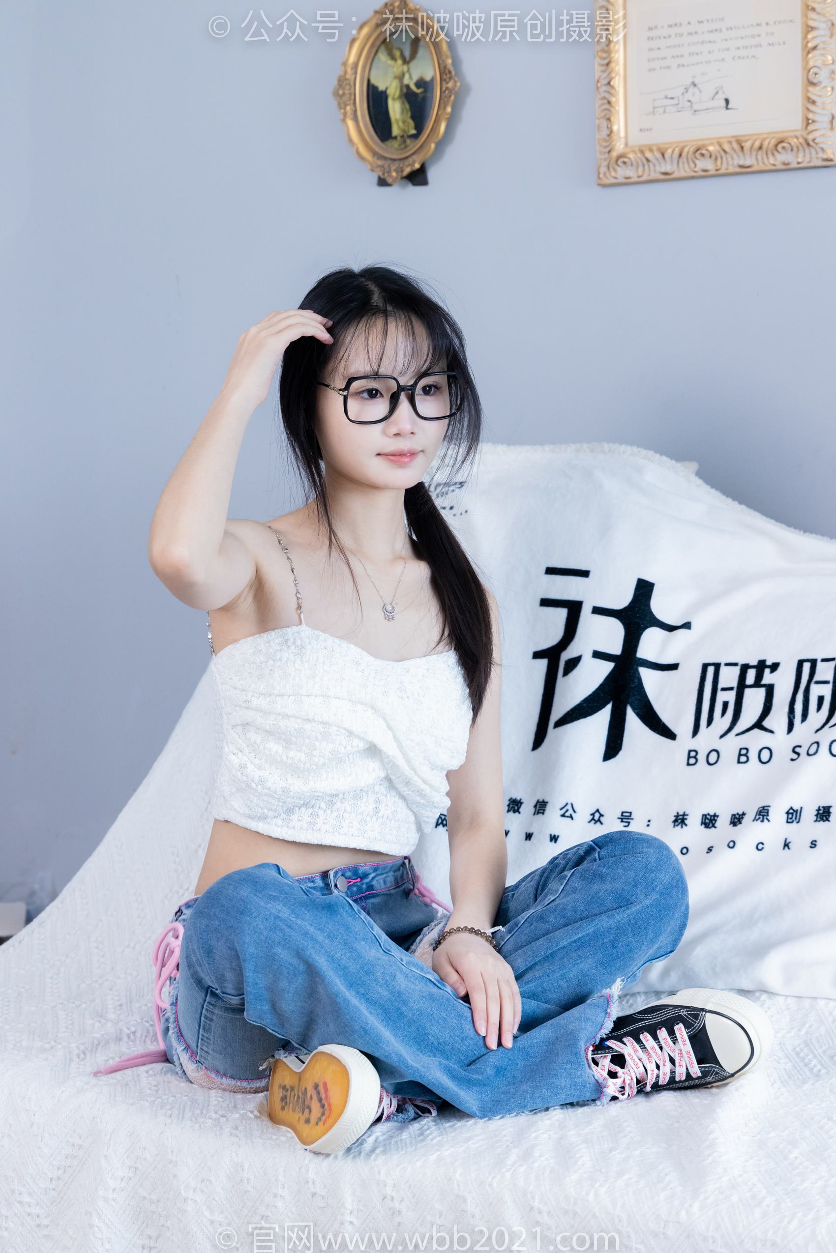 图片[93]-[BoBoSocks袜啵啵]NO.372 甜甜圈-板鞋、白色蕾丝袜、可拆卸牛仔裤、裤里丝[140P] – 速更版-美库