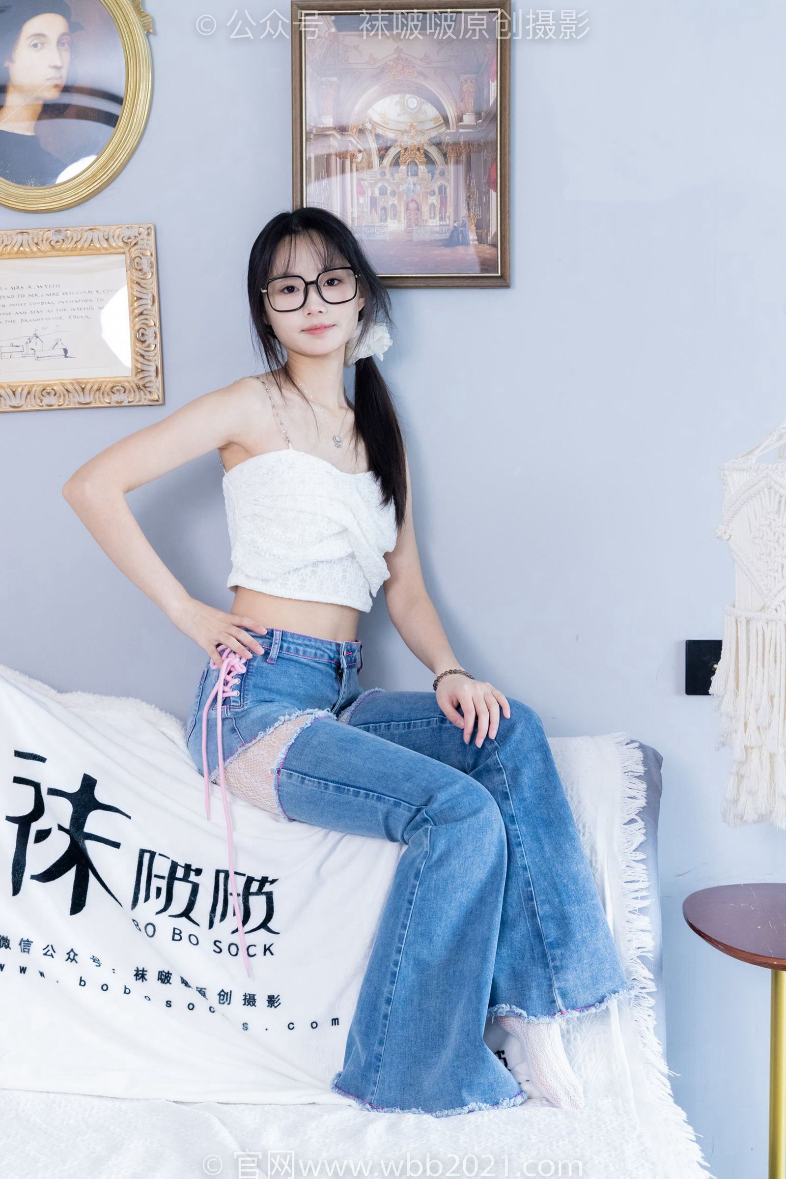 图片[99]-[BoBoSocks袜啵啵]NO.372 甜甜圈-板鞋、白色蕾丝袜、可拆卸牛仔裤、裤里丝[140P] – 速更版-美库