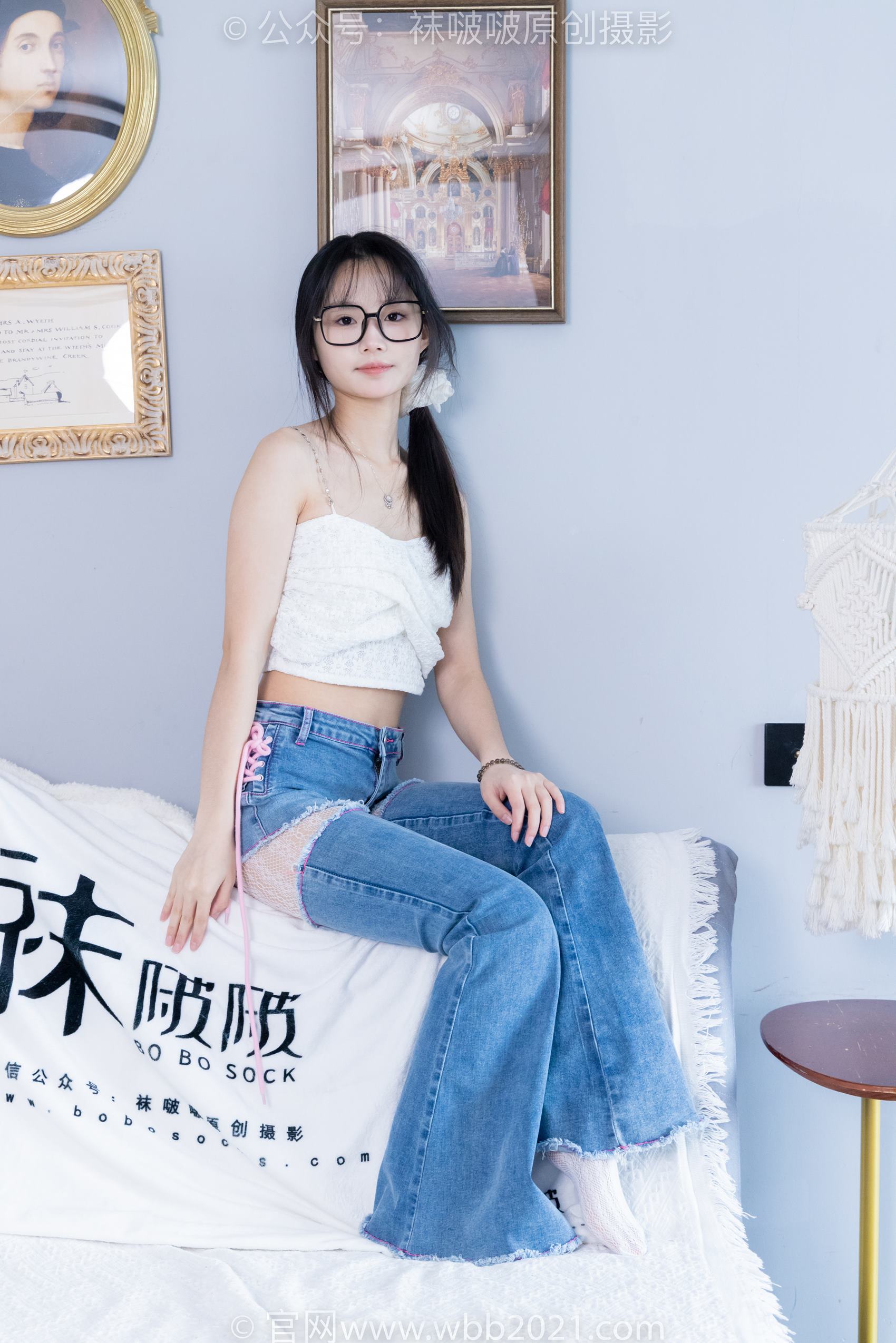 图片[98]-[BoBoSocks袜啵啵]NO.372 甜甜圈-板鞋、白色蕾丝袜、可拆卸牛仔裤、裤里丝[140P] – 速更版-美库