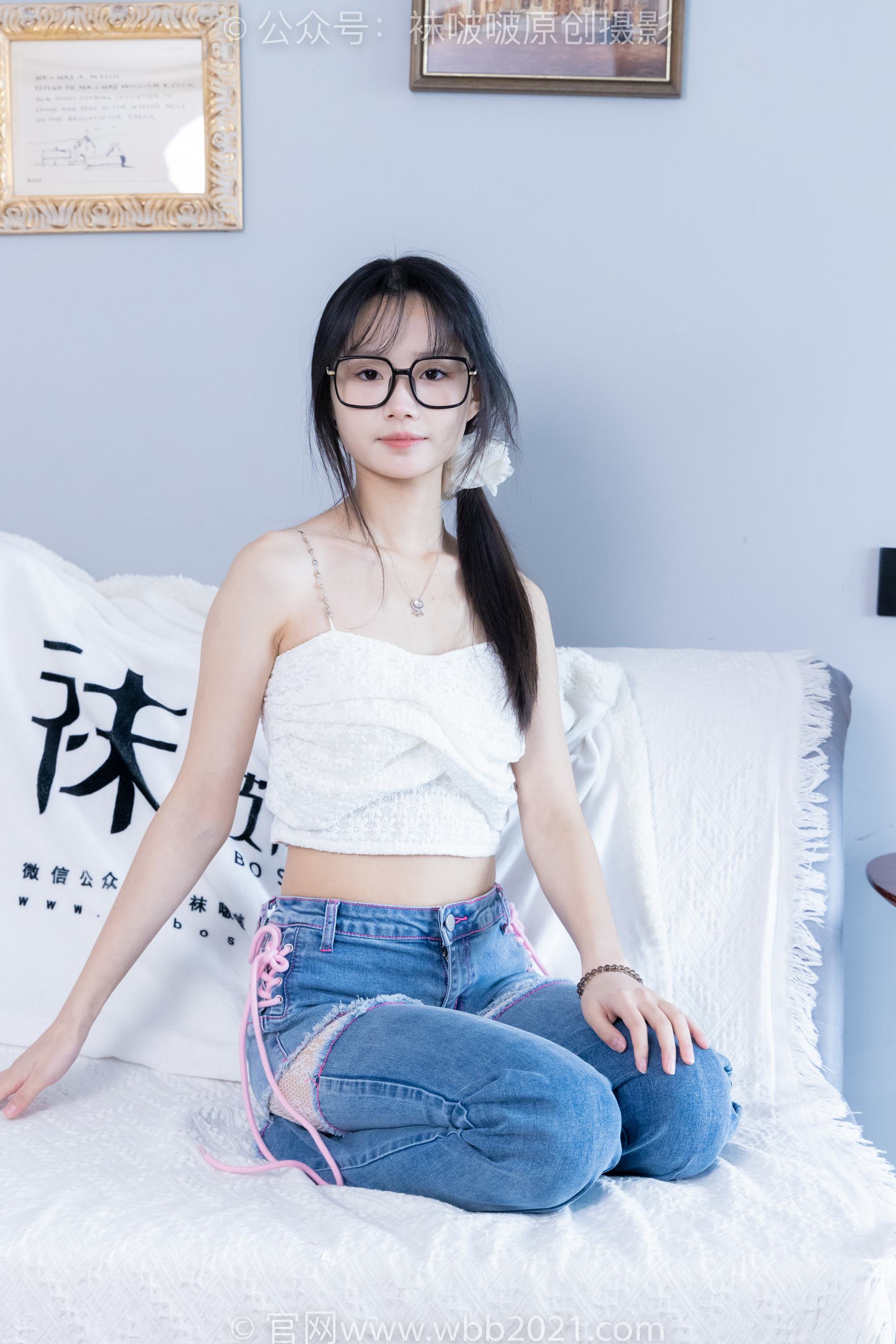 图片[108]-[BoBoSocks袜啵啵]NO.372 甜甜圈-板鞋、白色蕾丝袜、可拆卸牛仔裤、裤里丝[140P] – 速更版-美库