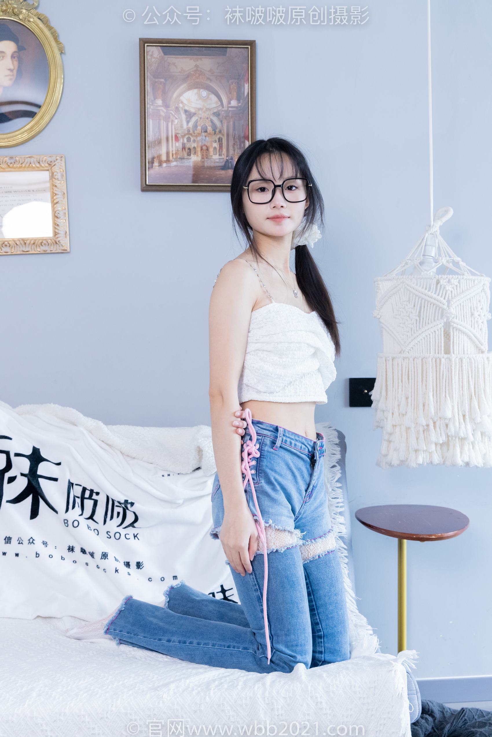 图片[109]-[BoBoSocks袜啵啵]NO.372 甜甜圈-板鞋、白色蕾丝袜、可拆卸牛仔裤、裤里丝[140P] – 速更版-美库