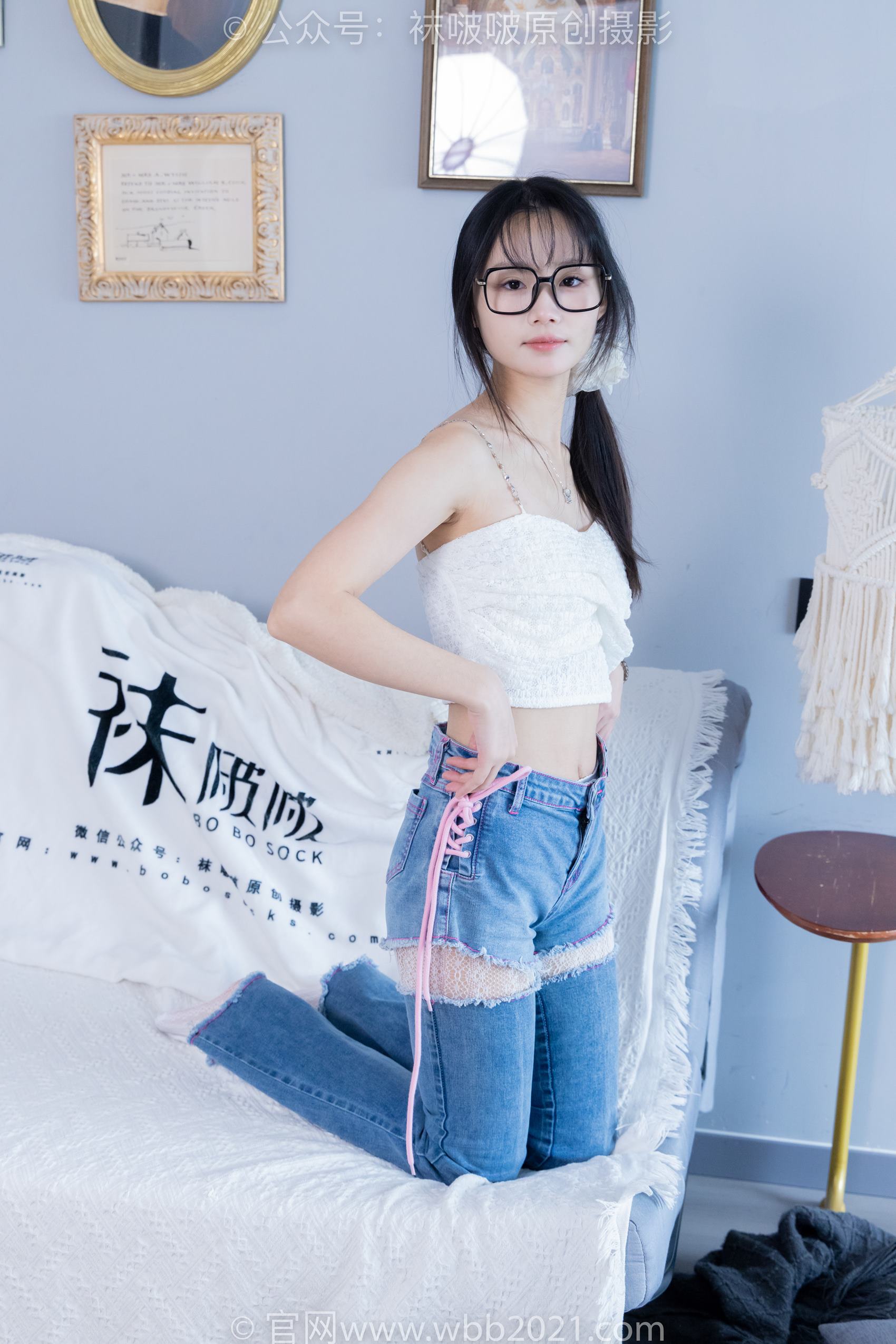 图片[111]-[BoBoSocks袜啵啵]NO.372 甜甜圈-板鞋、白色蕾丝袜、可拆卸牛仔裤、裤里丝[140P] – 速更版-美库