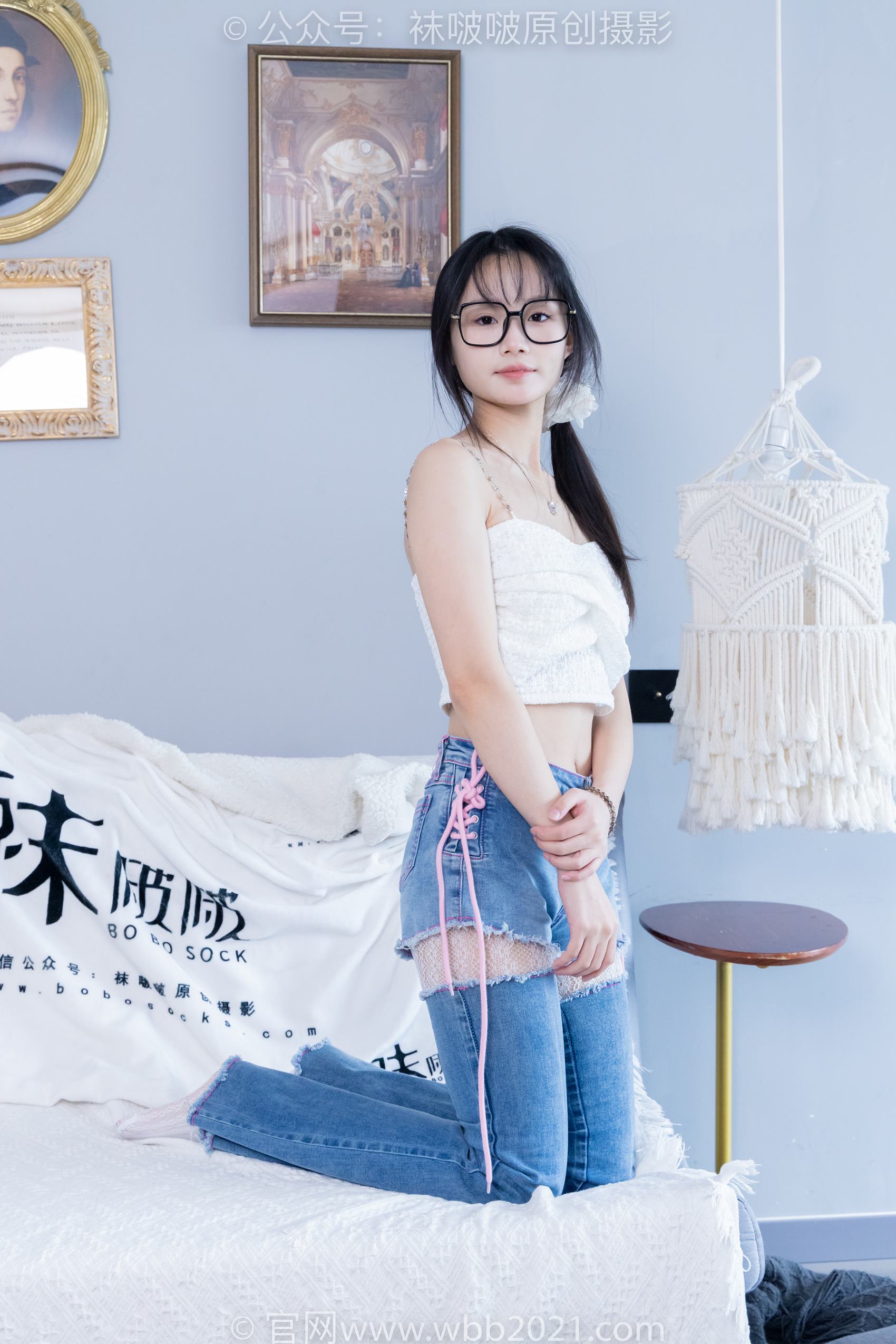 图片[110]-[BoBoSocks袜啵啵]NO.372 甜甜圈-板鞋、白色蕾丝袜、可拆卸牛仔裤、裤里丝[140P] – 速更版-美库