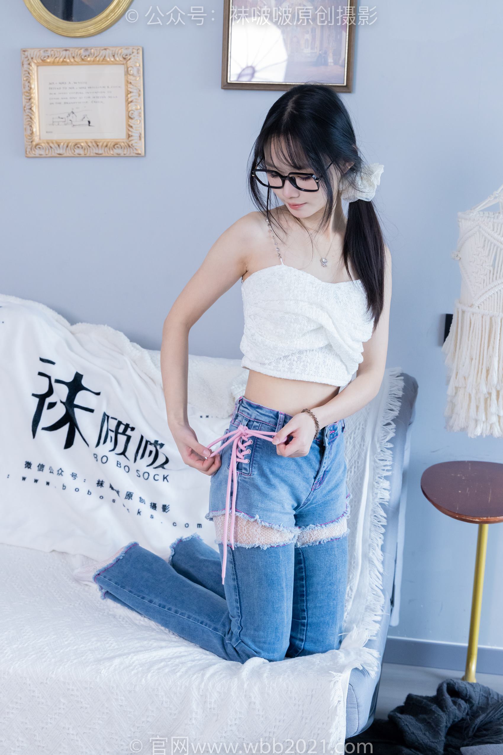 图片[112]-[BoBoSocks袜啵啵]NO.372 甜甜圈-板鞋、白色蕾丝袜、可拆卸牛仔裤、裤里丝[140P] – 速更版-美库