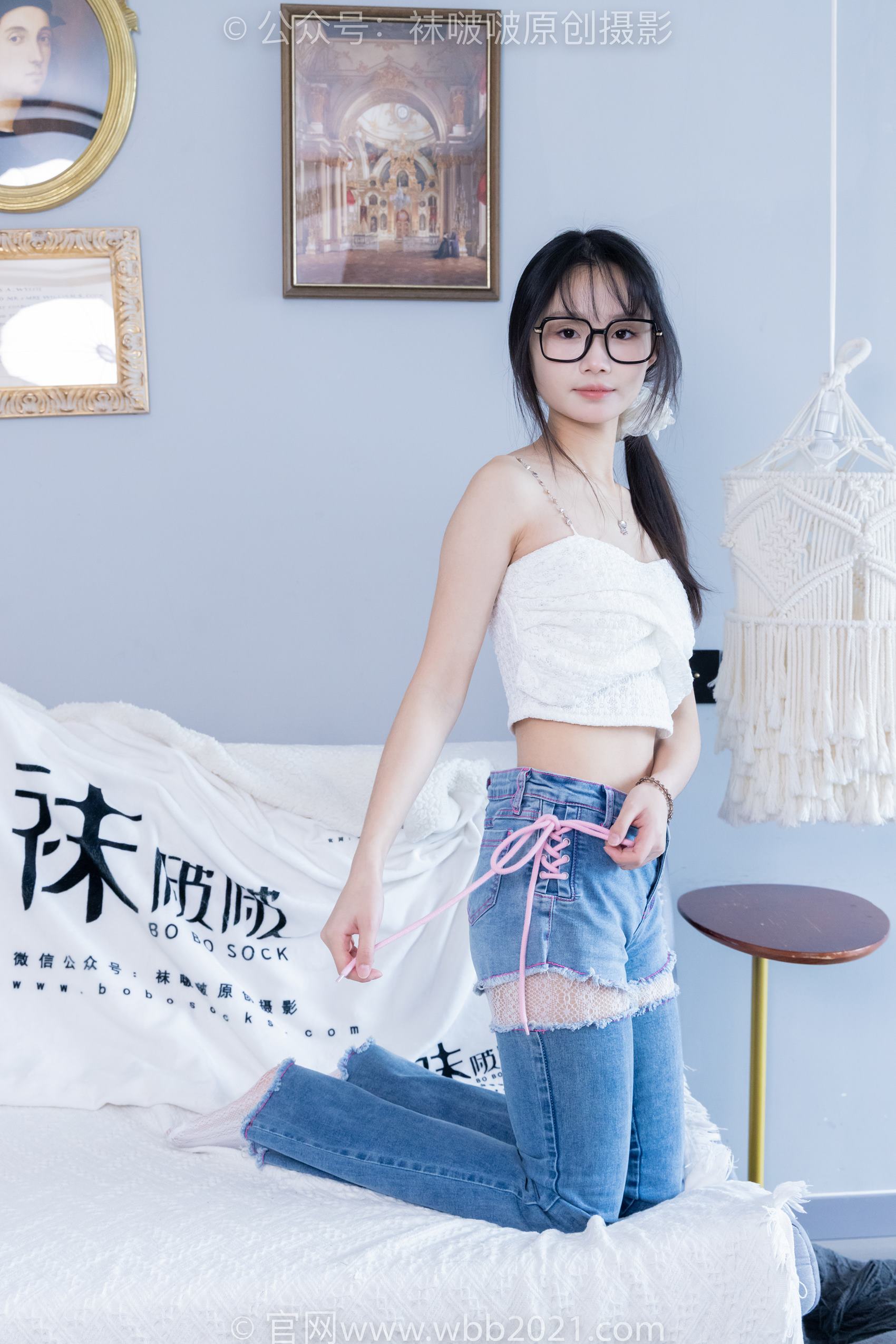 图片[113]-[BoBoSocks袜啵啵]NO.372 甜甜圈-板鞋、白色蕾丝袜、可拆卸牛仔裤、裤里丝[140P] – 速更版-美库