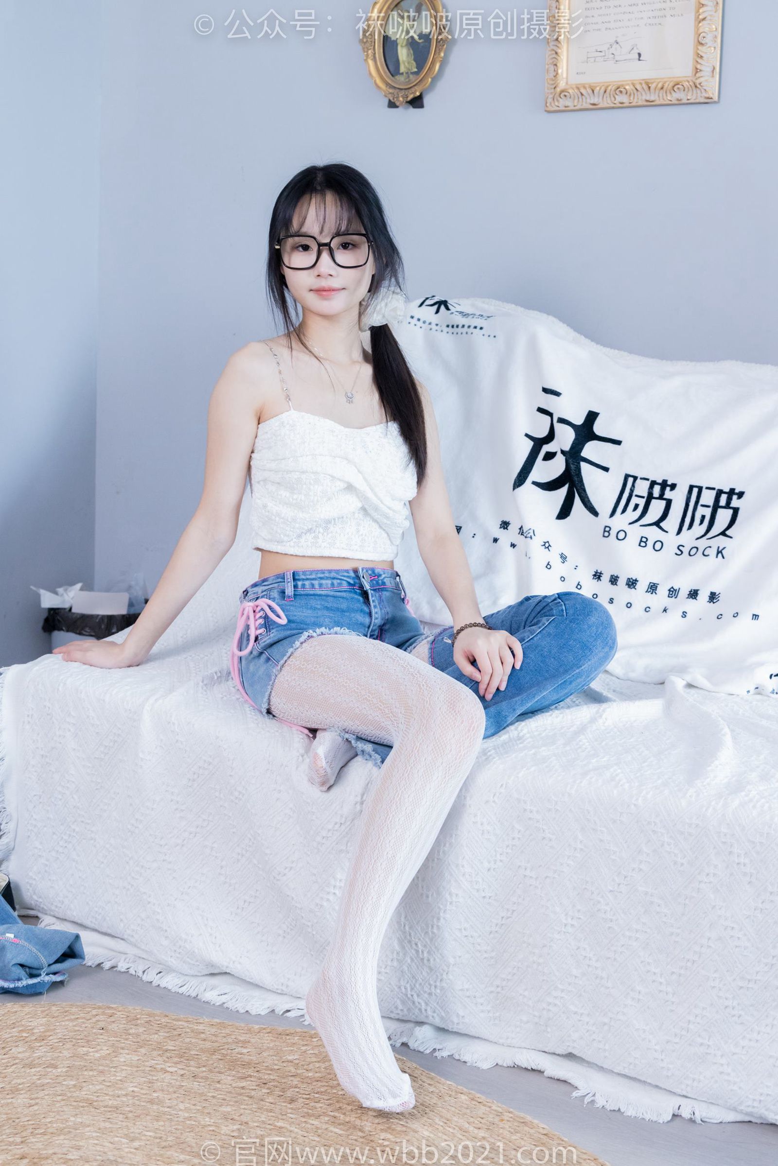 图片[123]-[BoBoSocks袜啵啵]NO.372 甜甜圈-板鞋、白色蕾丝袜、可拆卸牛仔裤、裤里丝[140P] – 速更版-美库