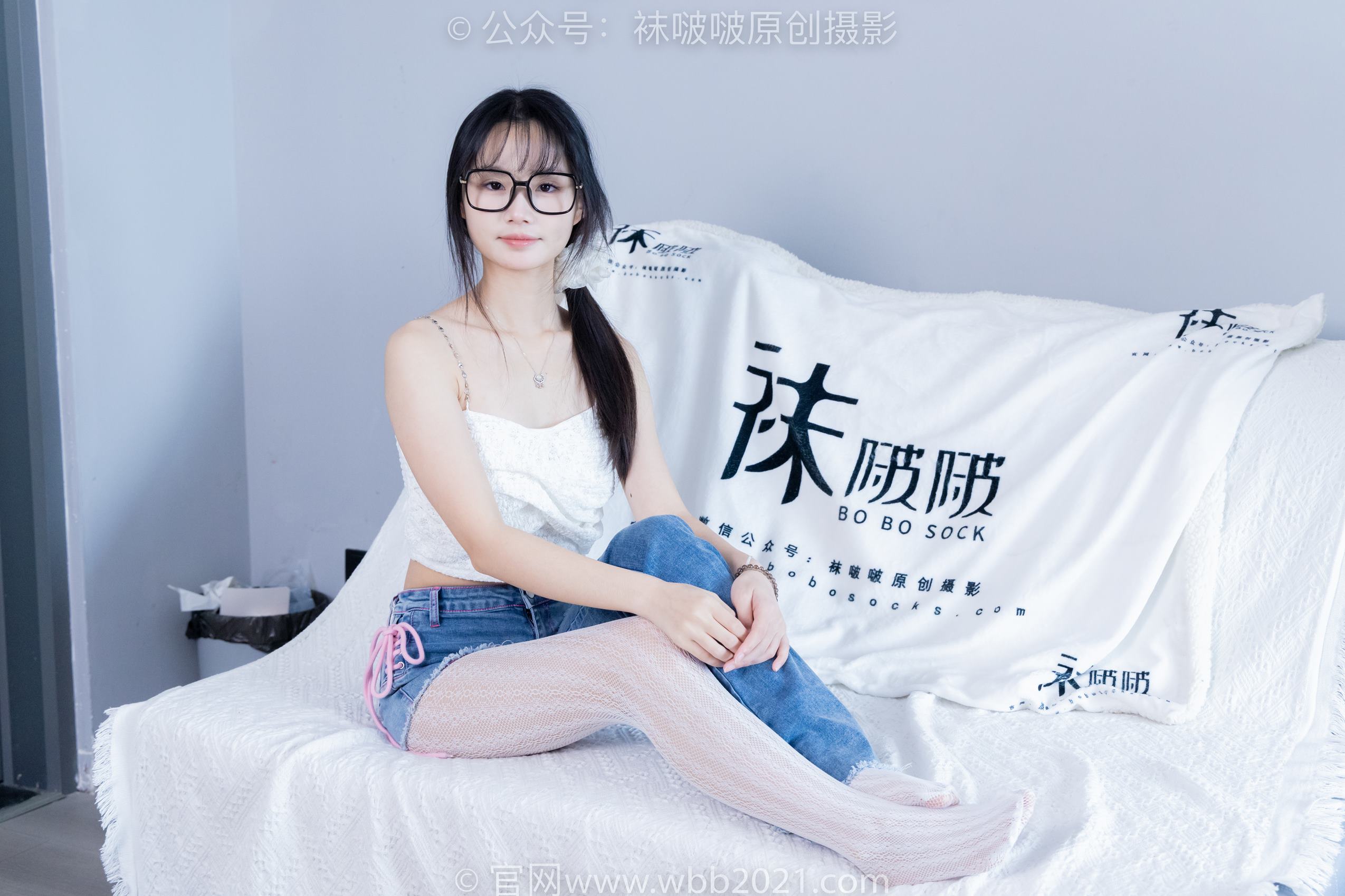 图片[127]-[BoBoSocks袜啵啵]NO.372 甜甜圈-板鞋、白色蕾丝袜、可拆卸牛仔裤、裤里丝[140P] – 速更版-美库