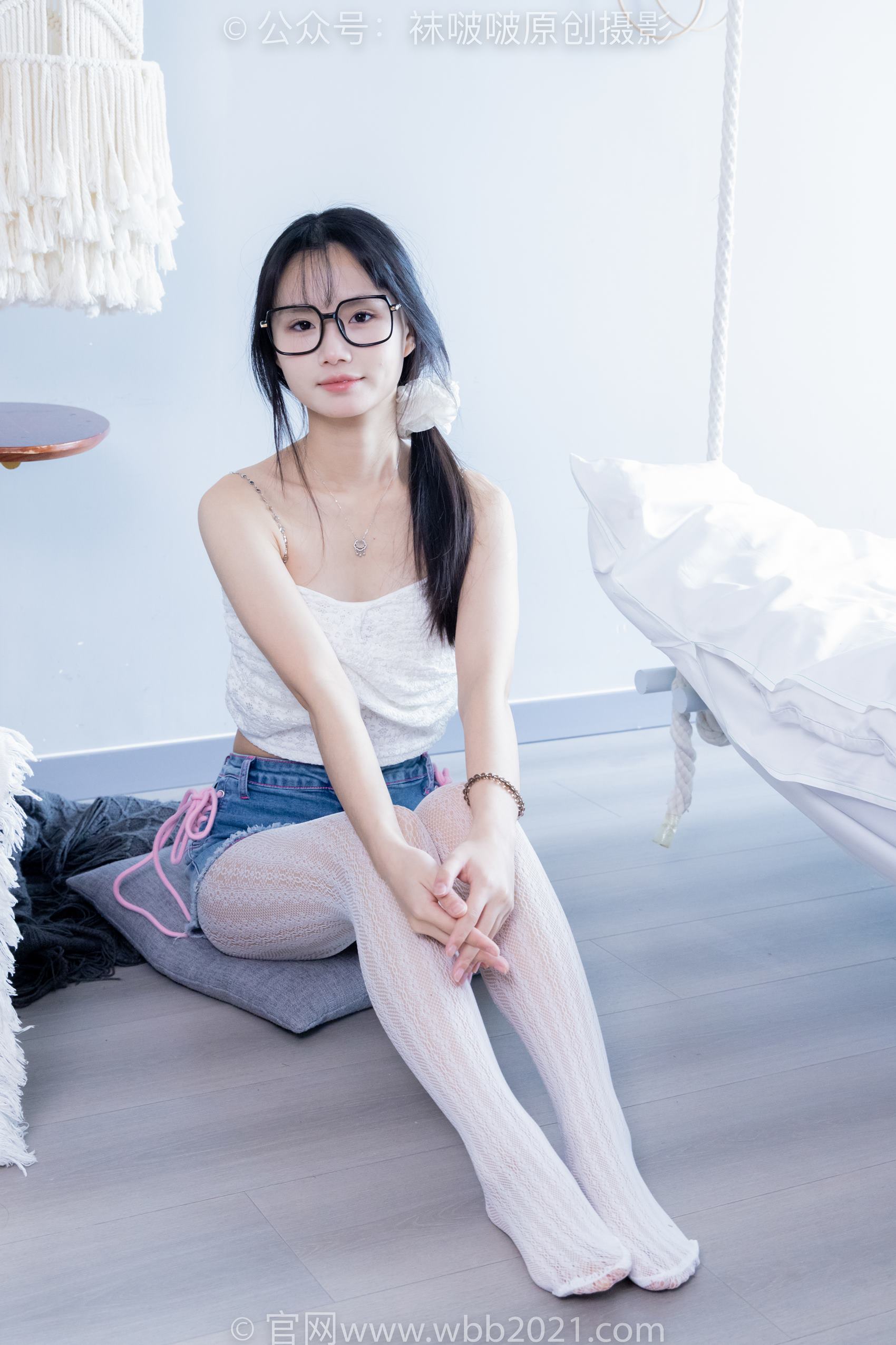 图片[137]-[BoBoSocks袜啵啵]NO.372 甜甜圈-板鞋、白色蕾丝袜、可拆卸牛仔裤、裤里丝[140P] – 速更版-美库