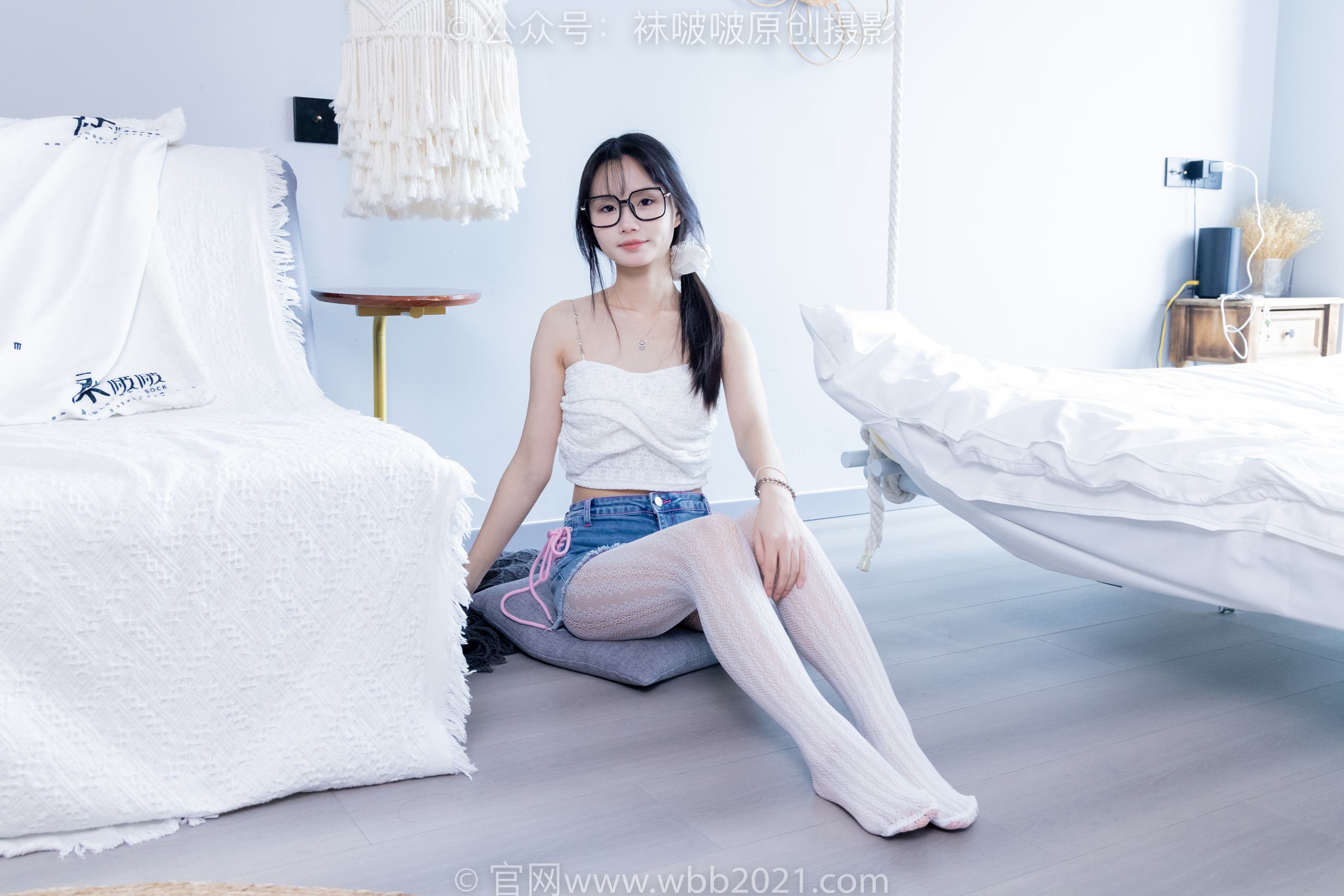 图片[140]-[BoBoSocks袜啵啵]NO.372 甜甜圈-板鞋、白色蕾丝袜、可拆卸牛仔裤、裤里丝[140P] – 速更版-美库