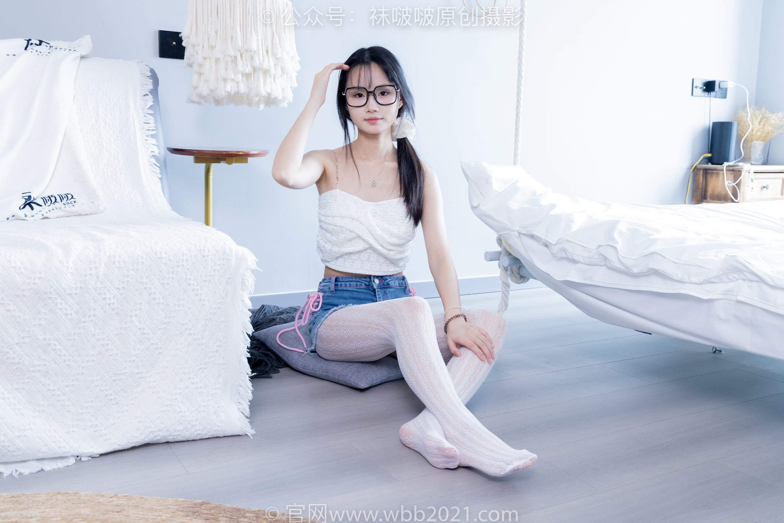 图片[141]-[BoBoSocks袜啵啵]NO.372 甜甜圈-板鞋、白色蕾丝袜、可拆卸牛仔裤、裤里丝[140P] – 速更版-美库